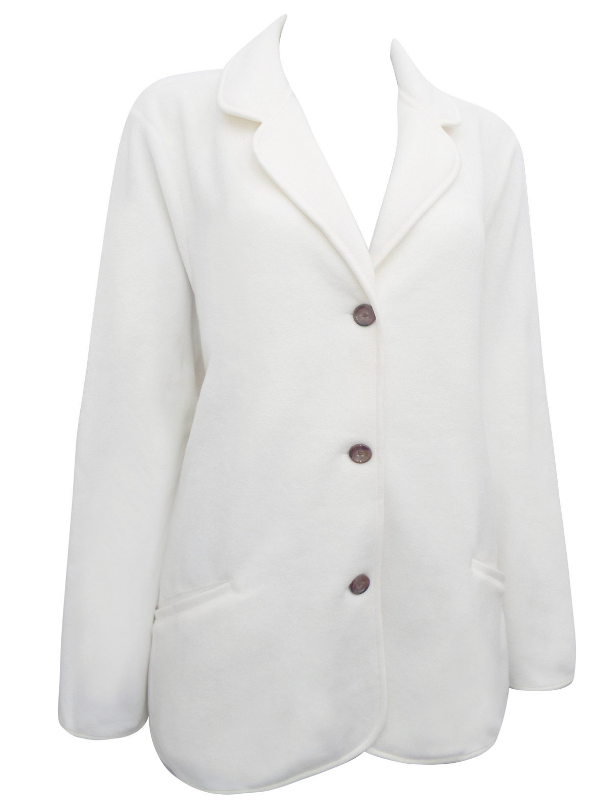 Lands3nd IVORY Soft Fleece Triple Button Blazer Jacket Size 22/24 to 26/28 (2X