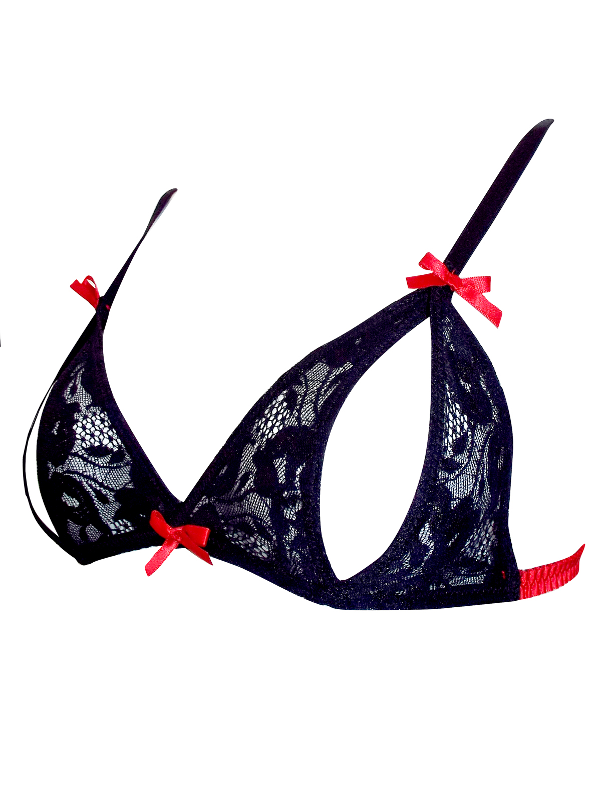Ann Summers Ann Summers BLACK Fifi Lace Tie Back Peep Bra Size Small to Medium