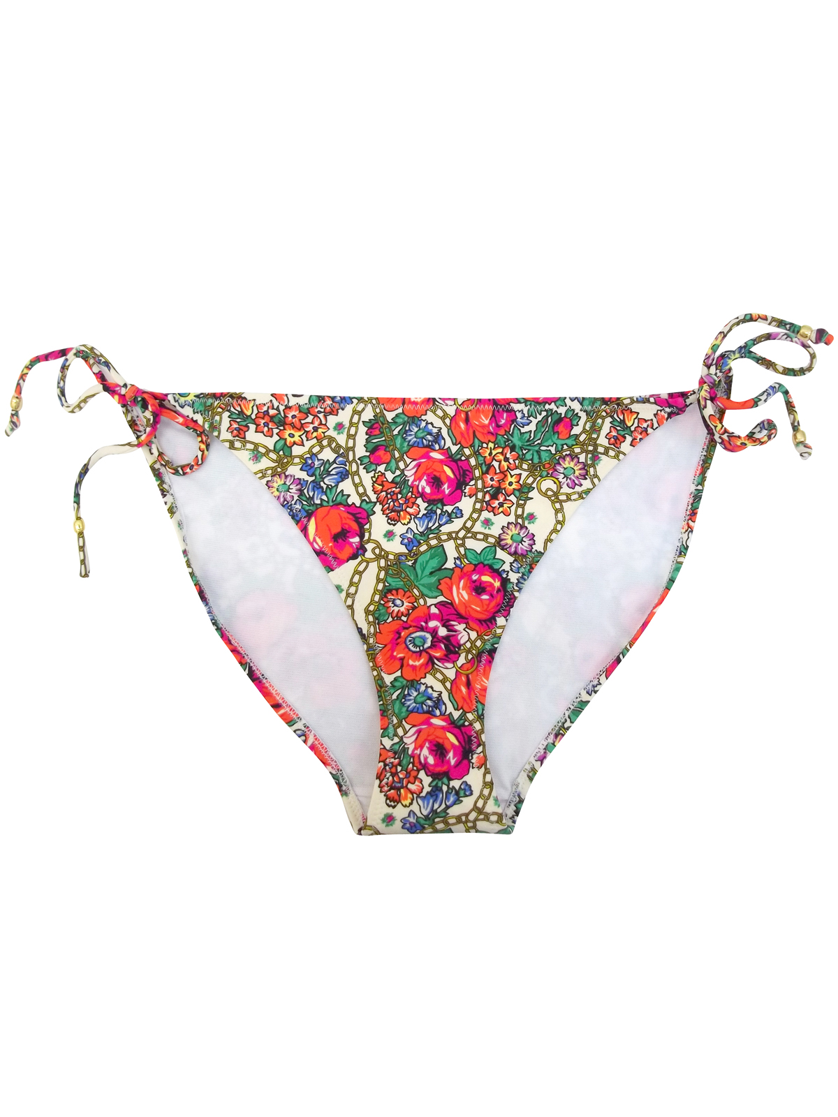 Accessorize M0ns00n Accessorize IVORY Floral Chain Tie Side Bikini Bottoms Size 16