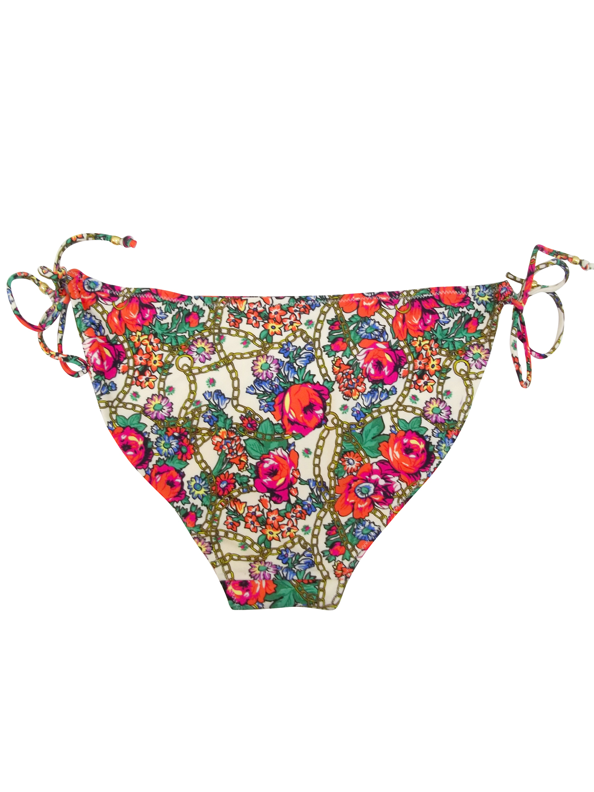 Accessorize M0ns00n Accessorize IVORY Floral Chain Tie Side Bikini Bottoms Size 16