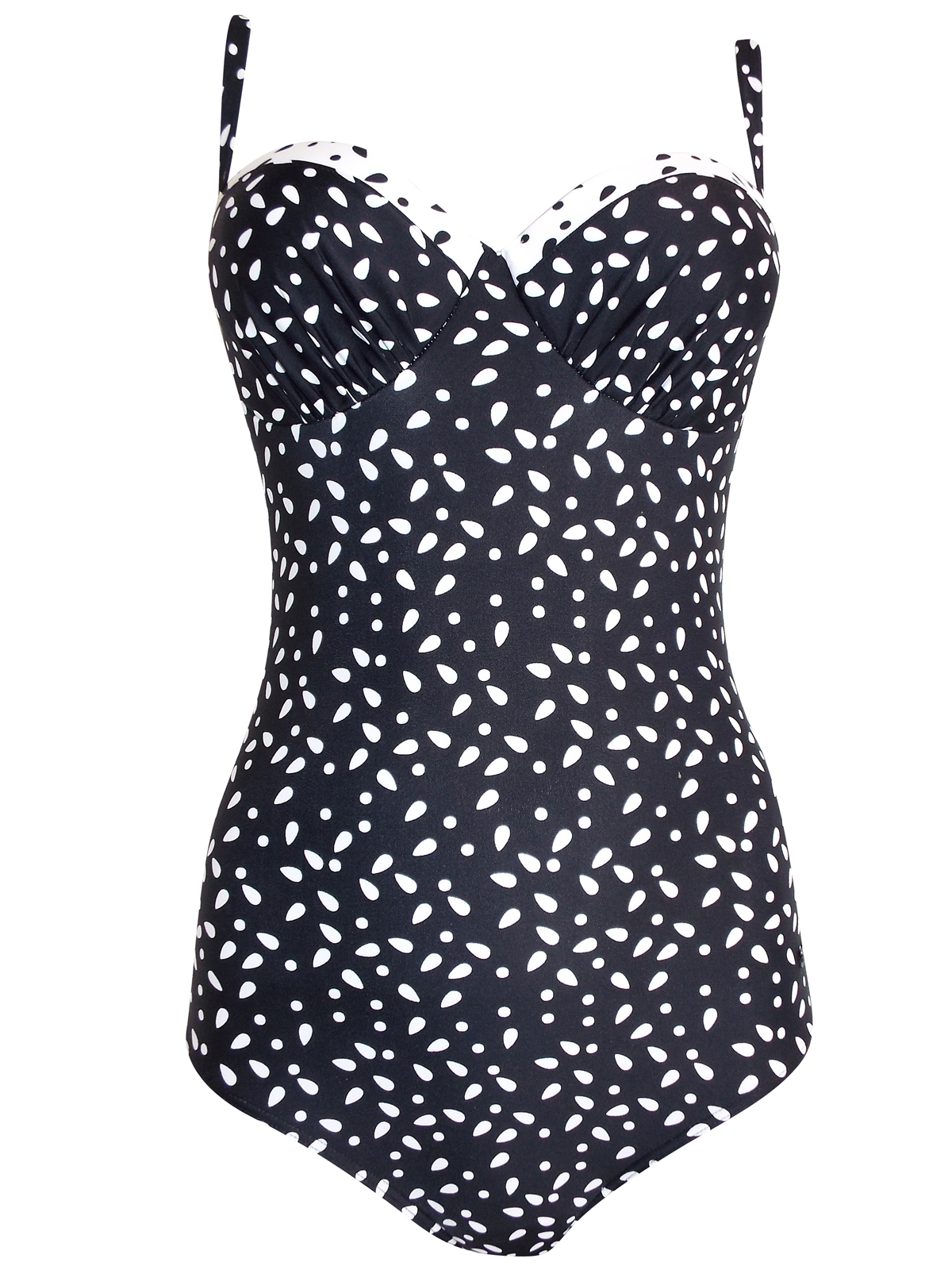 Naturana Naturana BLACK Spotted Underwired Bandeau Swimsuit Size
