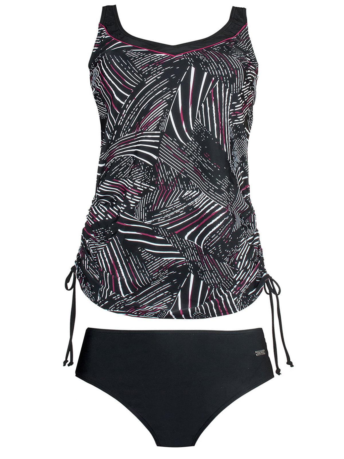 Naturana Naturana BLACK Gathered Side Printed Tankini Set Size 10