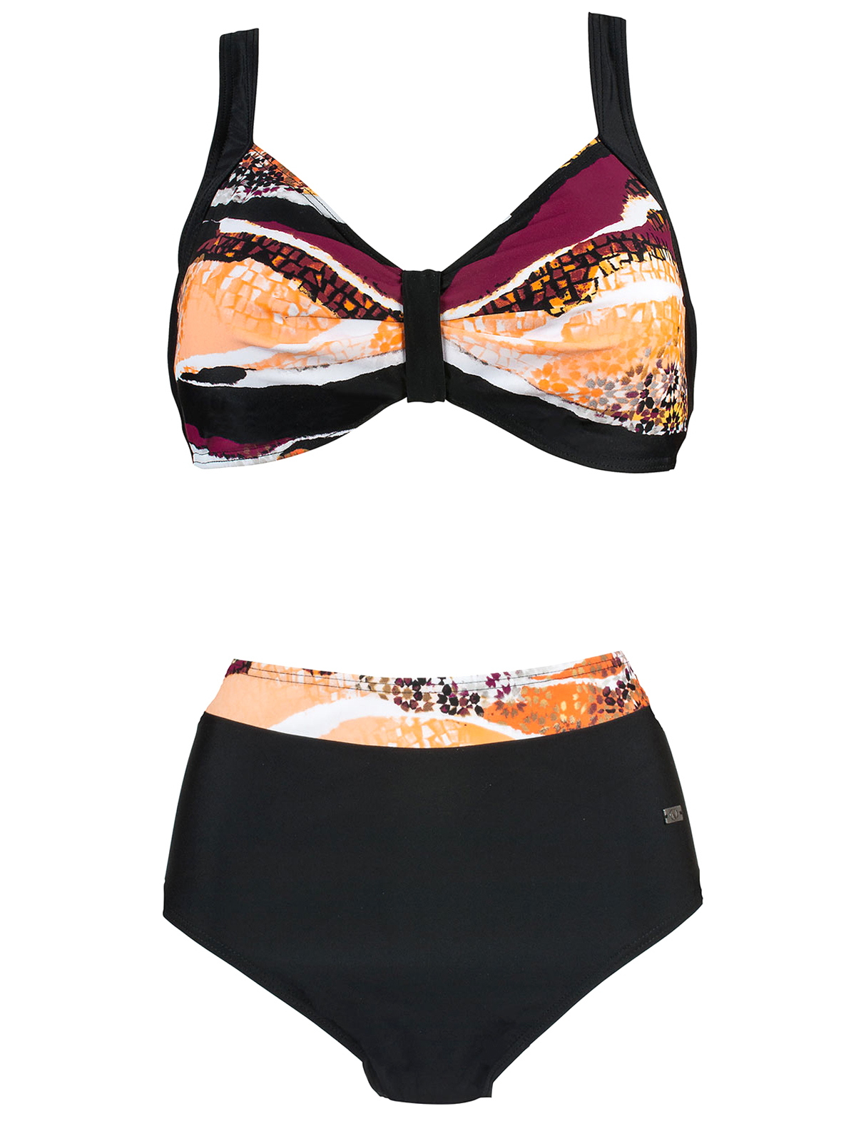 Naturana Naturana BLACK Printed High Waist Bikini Set Size 12 (EU 40)