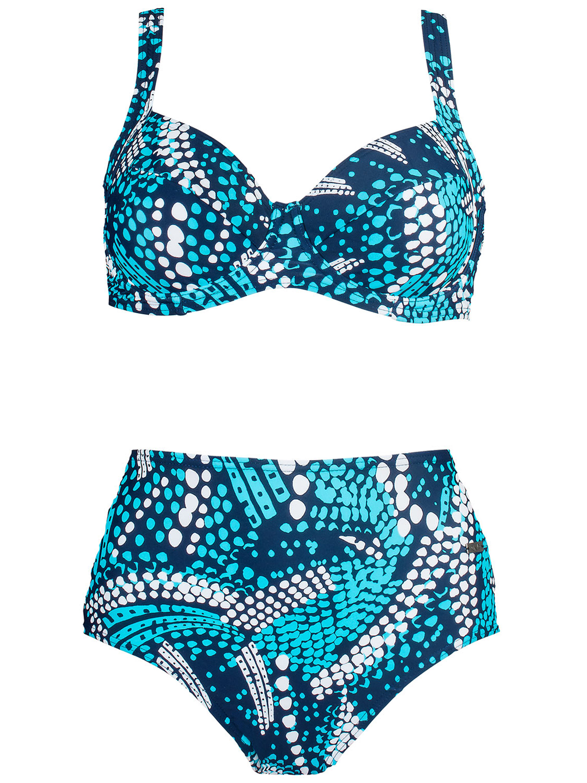 Naturana Naturana BLUE Printed High Waist Bikini Set Size 10 (EU 38)
