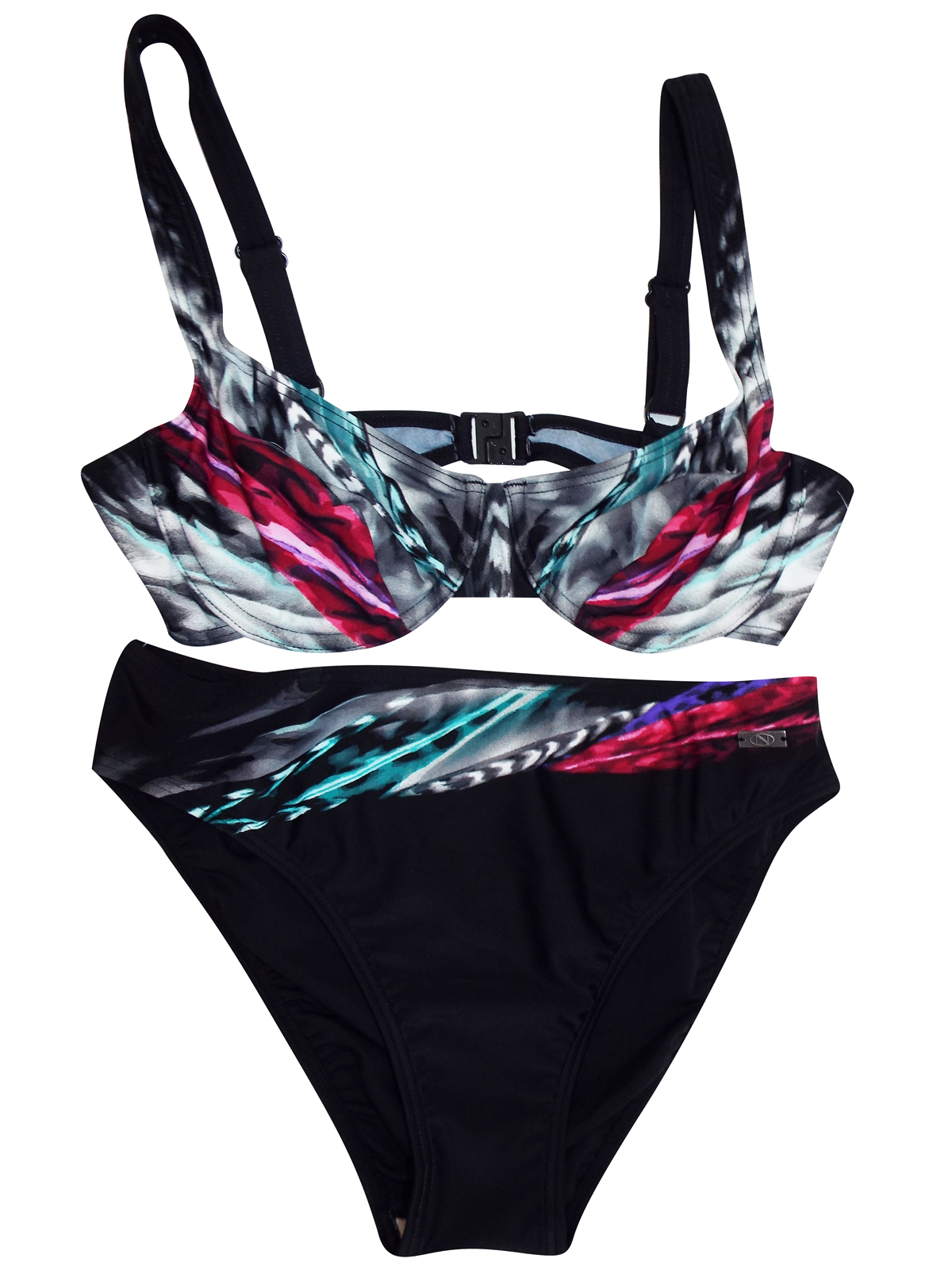 Naturana Naturana BLACK Printed Underwired Bikini Set Size 10 (EU 38)