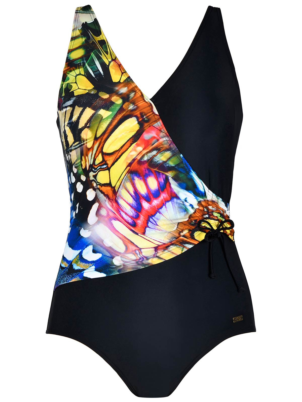 Naturana Naturana BLACK Padded Wrap Front Swimsuit Size 10