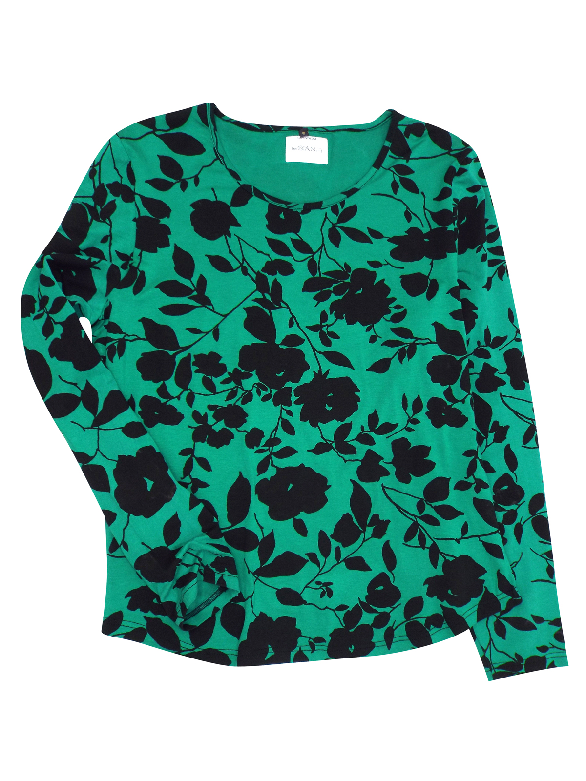 GREEN Floral Print Long Sleeve Top Size 12 to 16