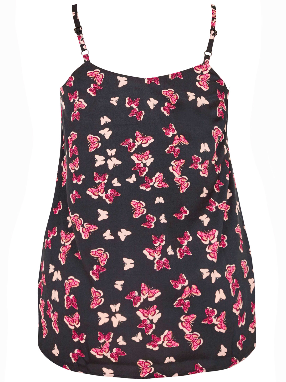 CURVE Yours BLACK Butterfly Print Woven Cami Top Plus Size 16 to