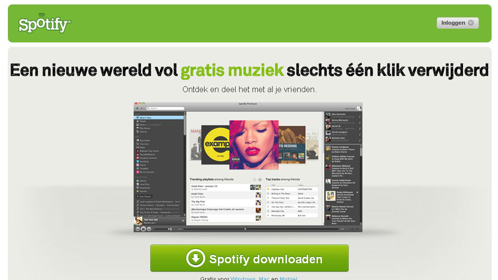 Spotify biedt muziek aan via andere websites