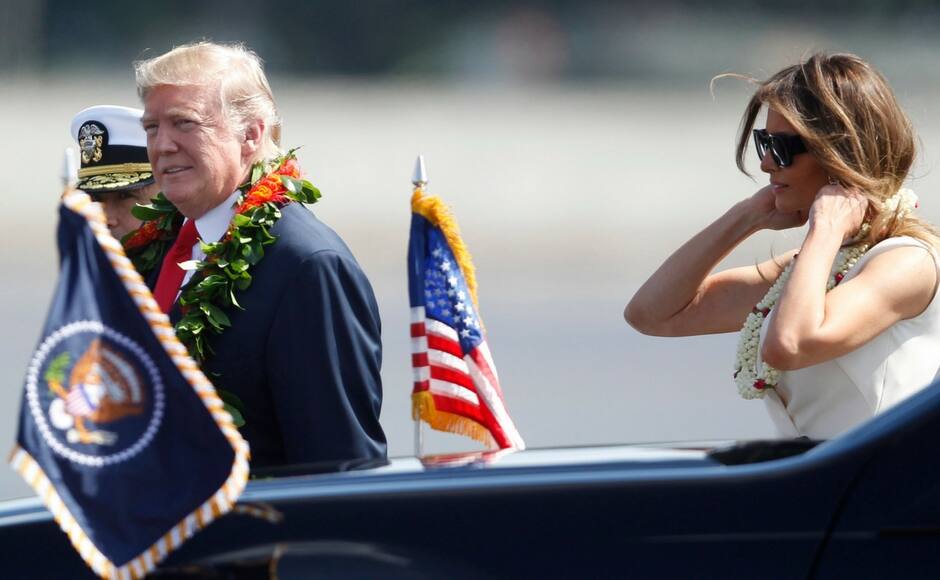 US president Donald Trump visits Hawaii before setting out on 12day