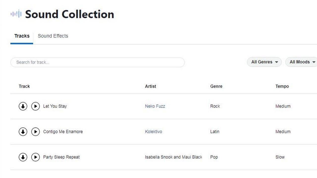 Facebook Sound Collection will let you add free music and sounds to