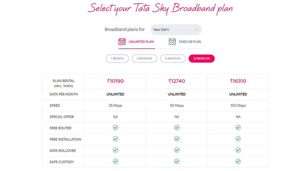 Tata Sky Broadband now offering up to 6 months of additional usage on