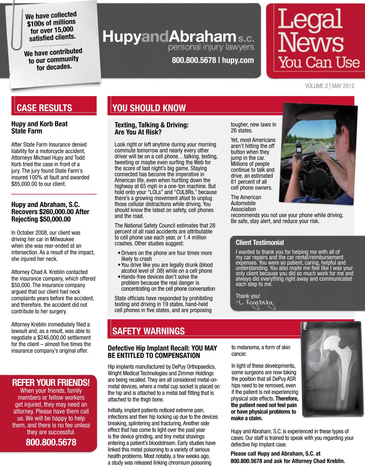 Personal Injury Legal Articles Hupy and Abraham, S.C.