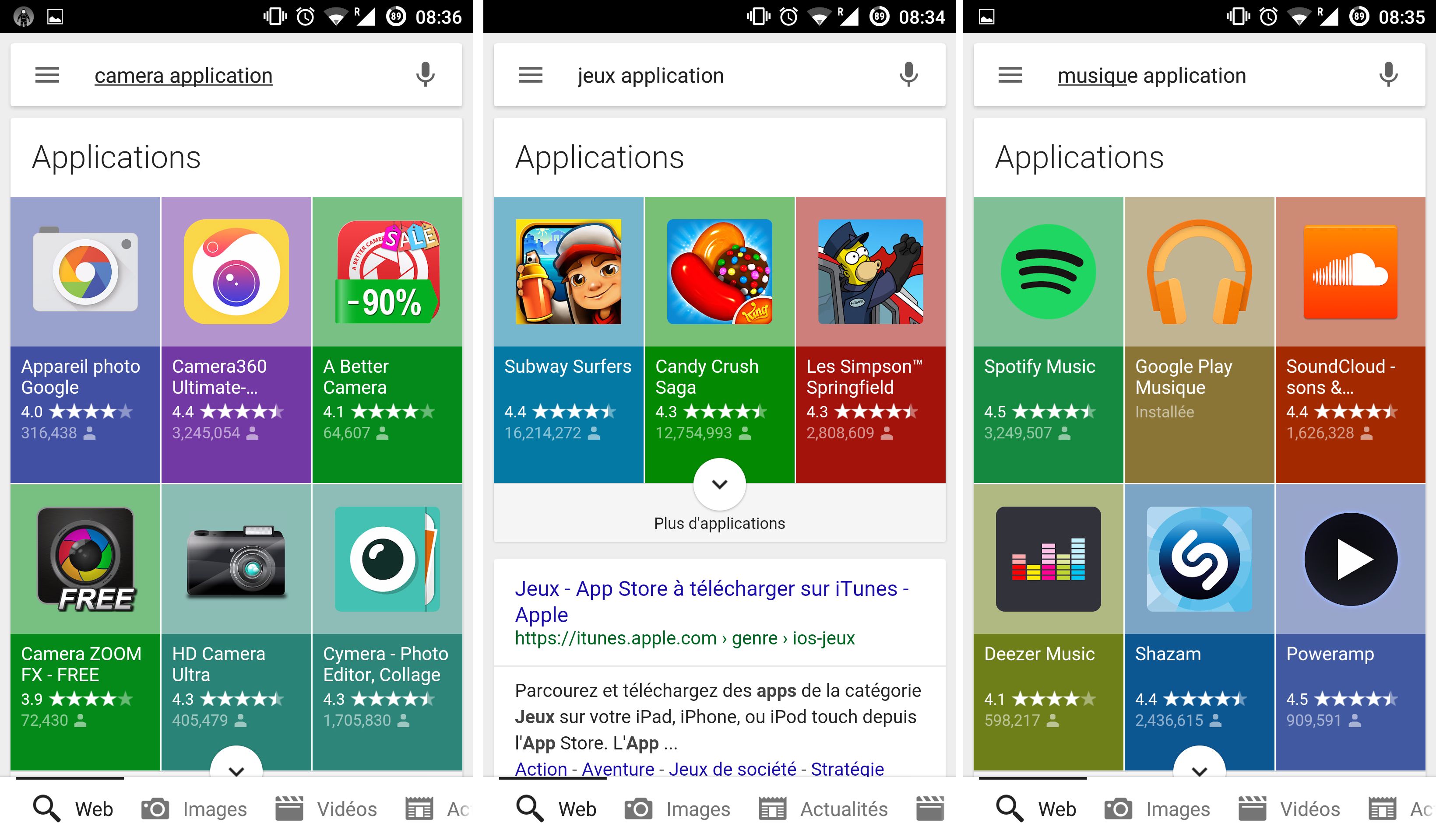 Google a refondu le design de la recherche d'application au sein de