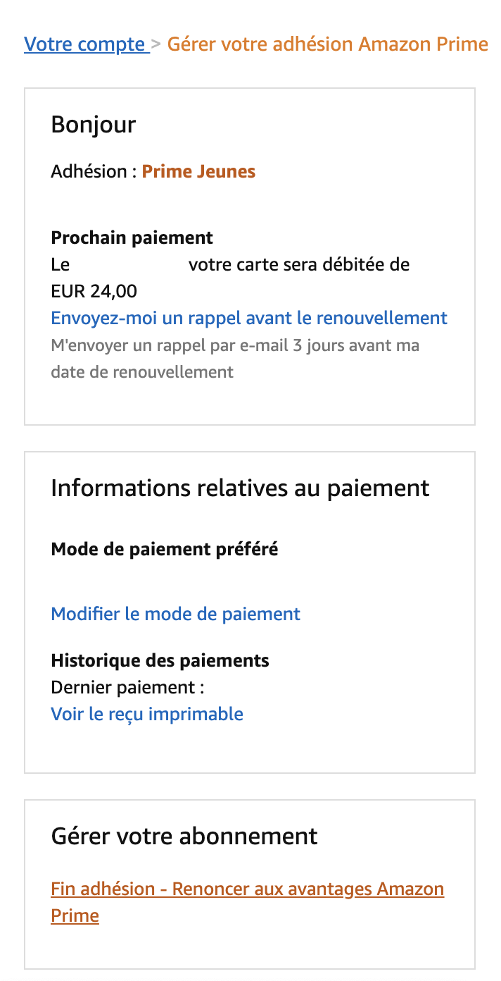 Comment annuler un abonnement Amazon Prime