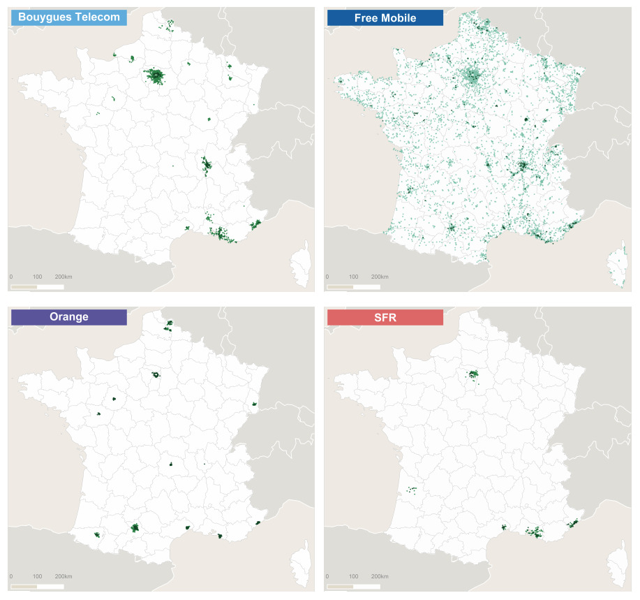 Orange Carte Couverture 5G Cartes et couverture 5G d'Orange, SFR, Free et Bouygues
