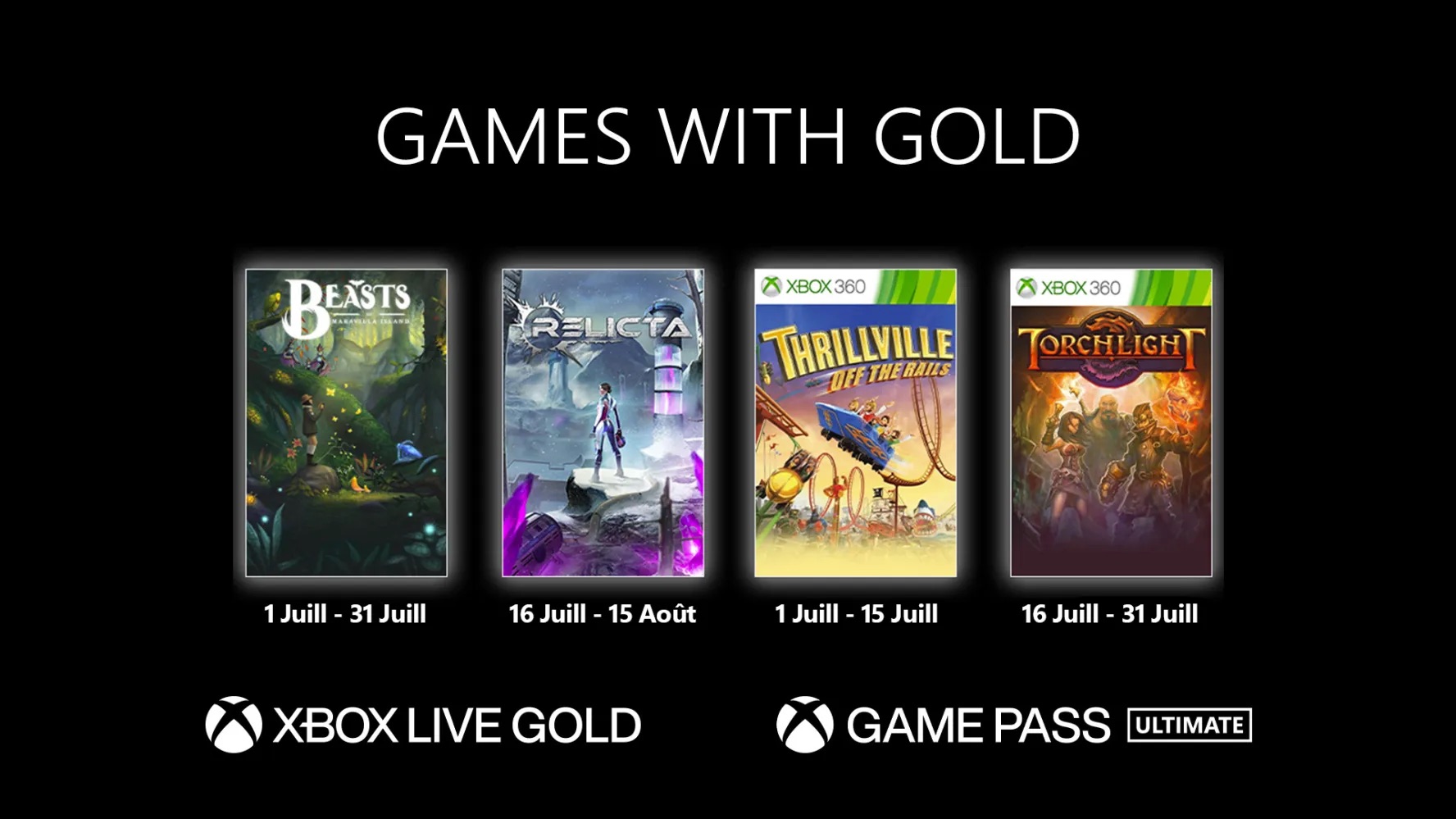 Xbox Games with Gold les jeux offerts en juillet 2022