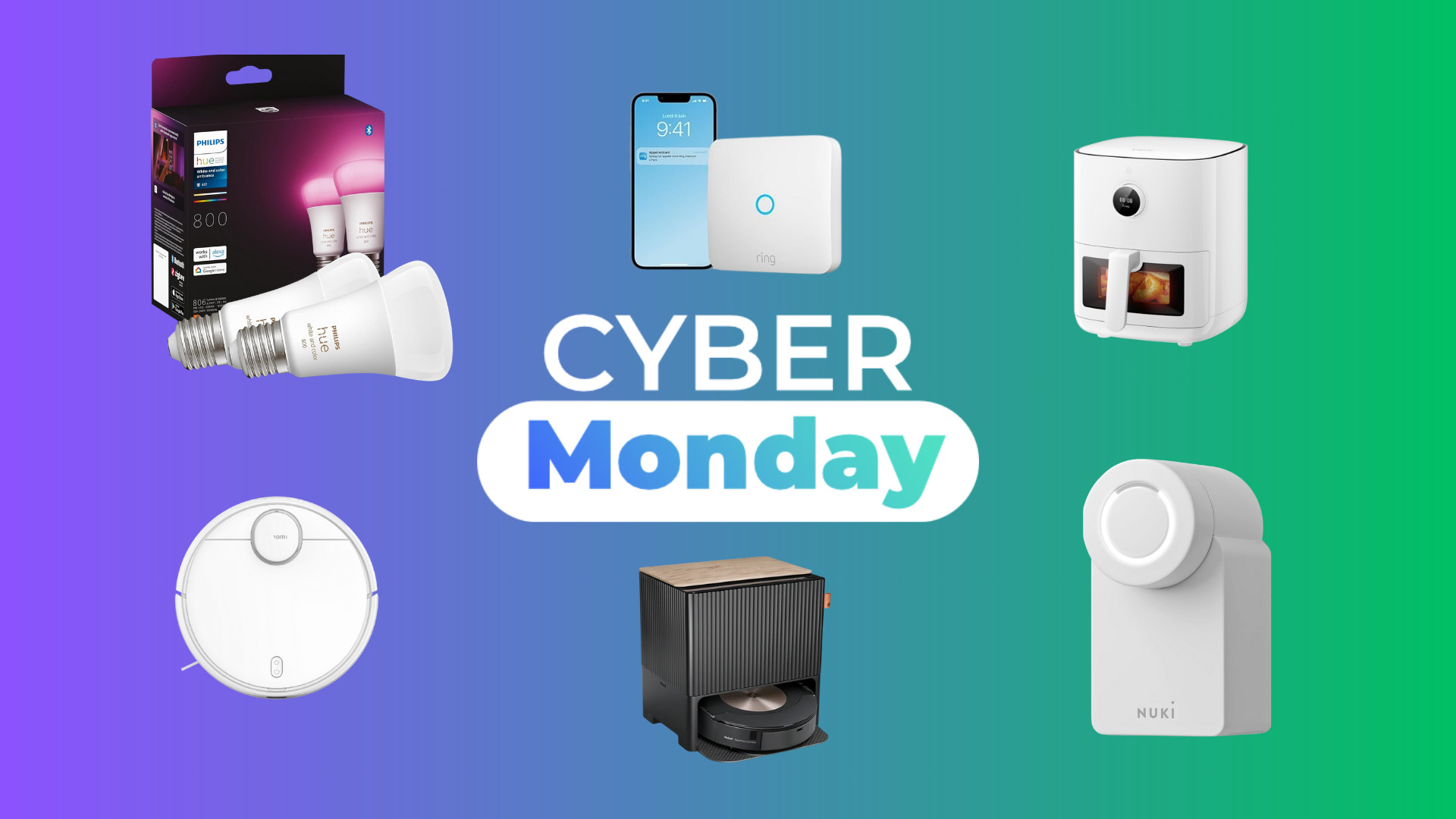 Robot vacuum cleaner, connected bulb... all home automation on sale during Cyber Monday! Gearrice