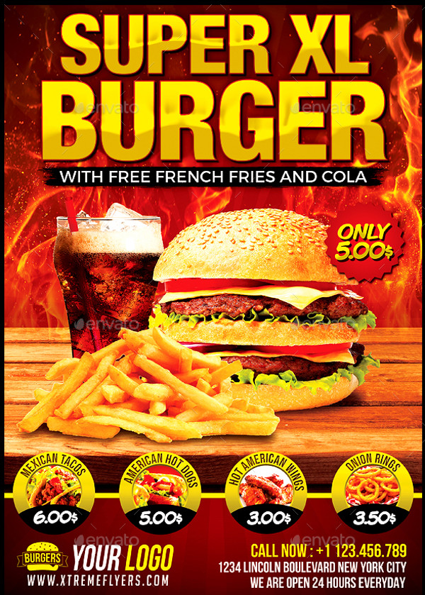 FREE 18+ Yummy Burger Flyer Templates in MS Word PSD