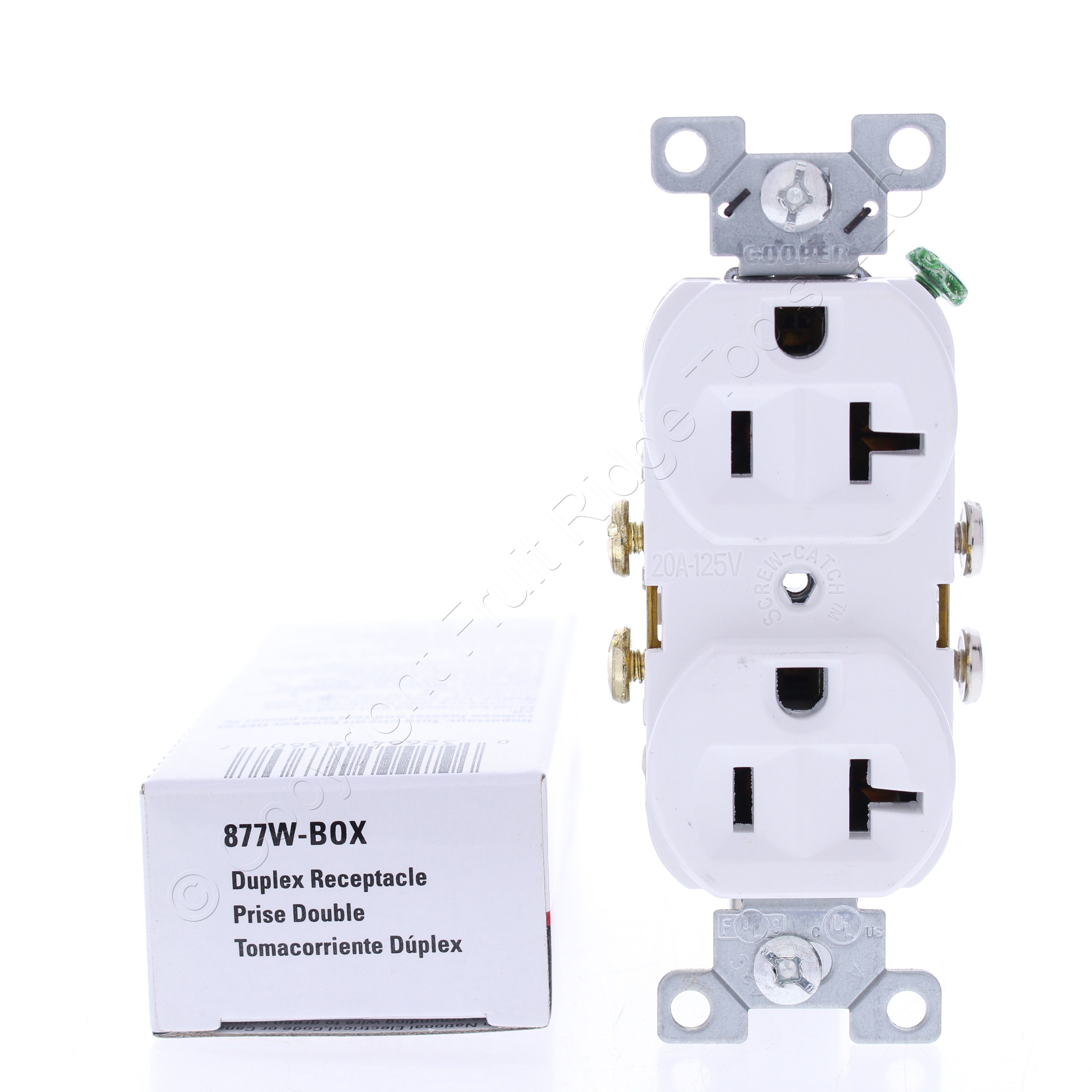 Cooper White COMMERCIAL Outlet Single Receptacle NEMA 520R 125V 20A