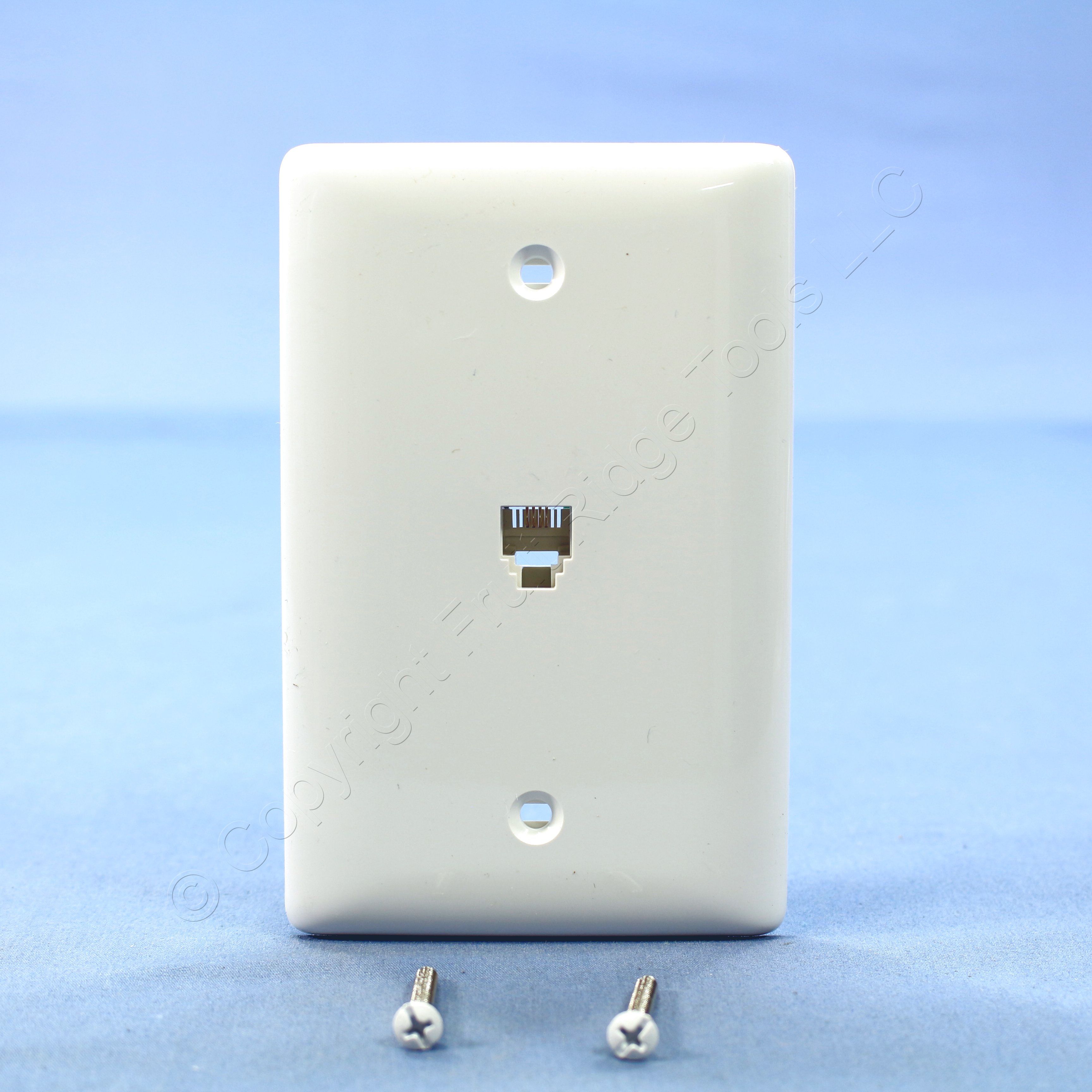 Hubbell White Molded In MidSize Phone Jack Wallplate Cover 4Wire 6P4C