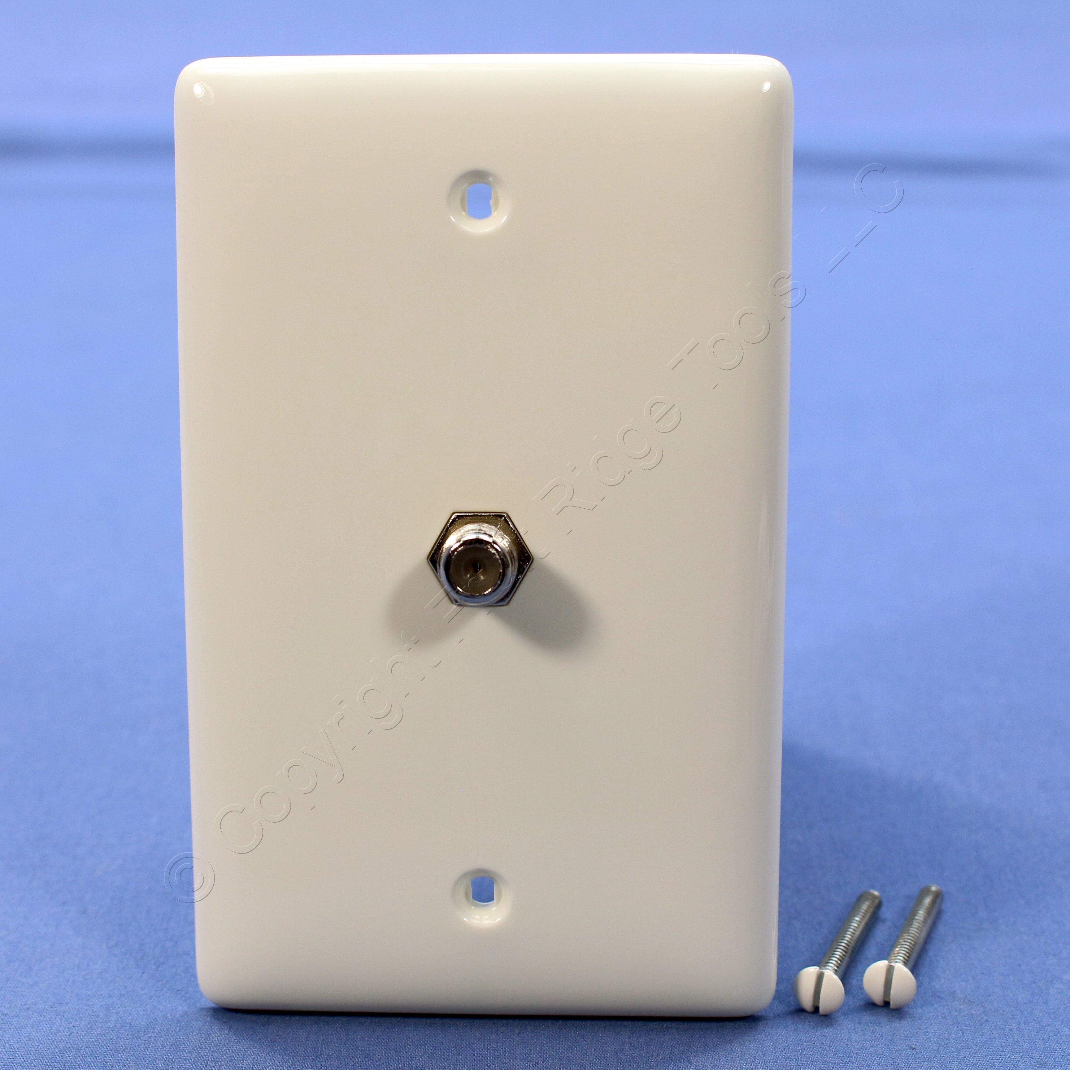 Hubbell White Flush Mount Coaxial Cable Wall Plate Video Jack FType