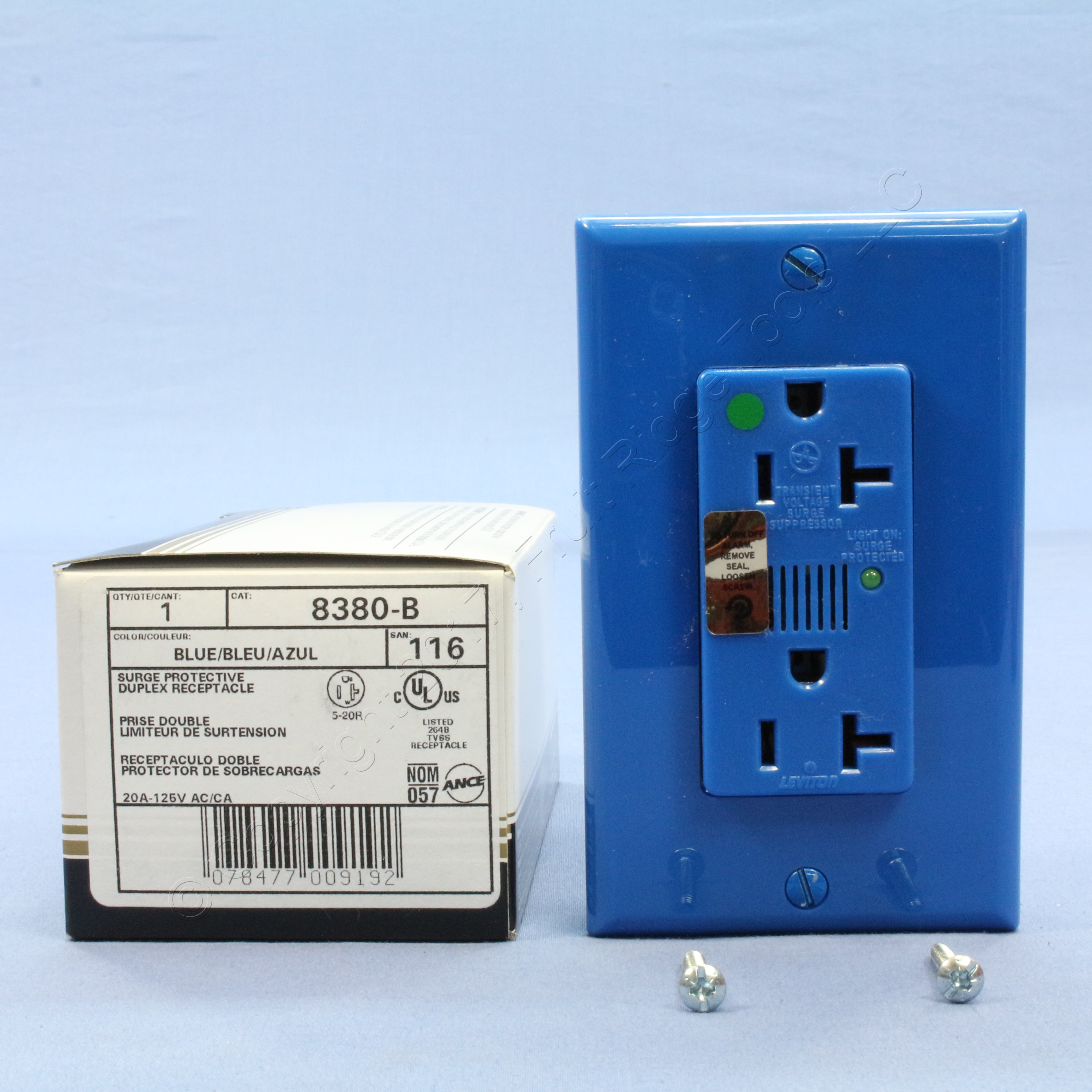 Leviton BLUE Hospital LED Surge Receptacle Outlet w/ ALARM NEMA 520R