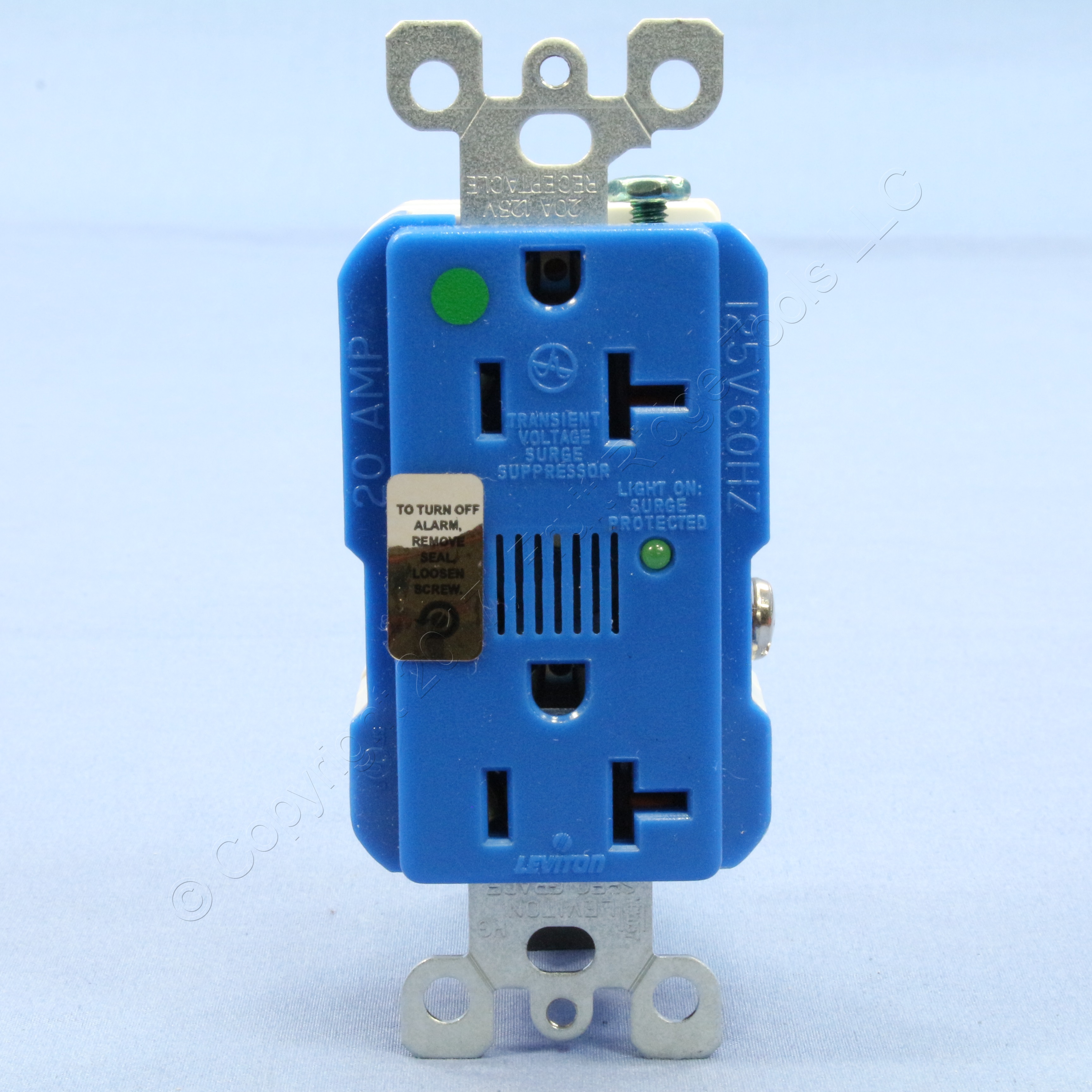 Leviton BLUE Hospital LED Surge Receptacle Outlet w/ ALARM NEMA 520R