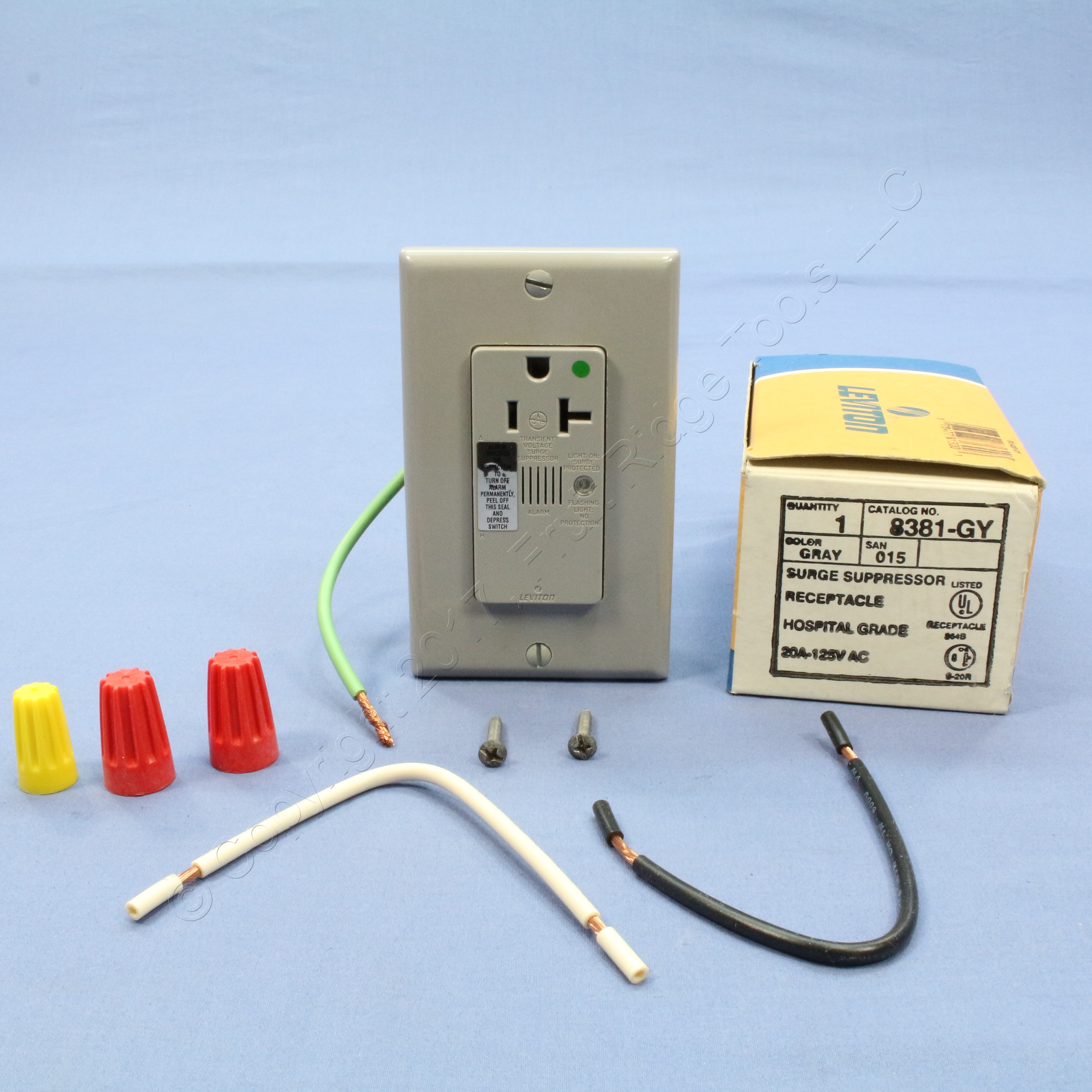 New Leviton Gray Hospital Grade LED Surge Receptacle Outlet w/ ALARM 20A 8381GY eBay