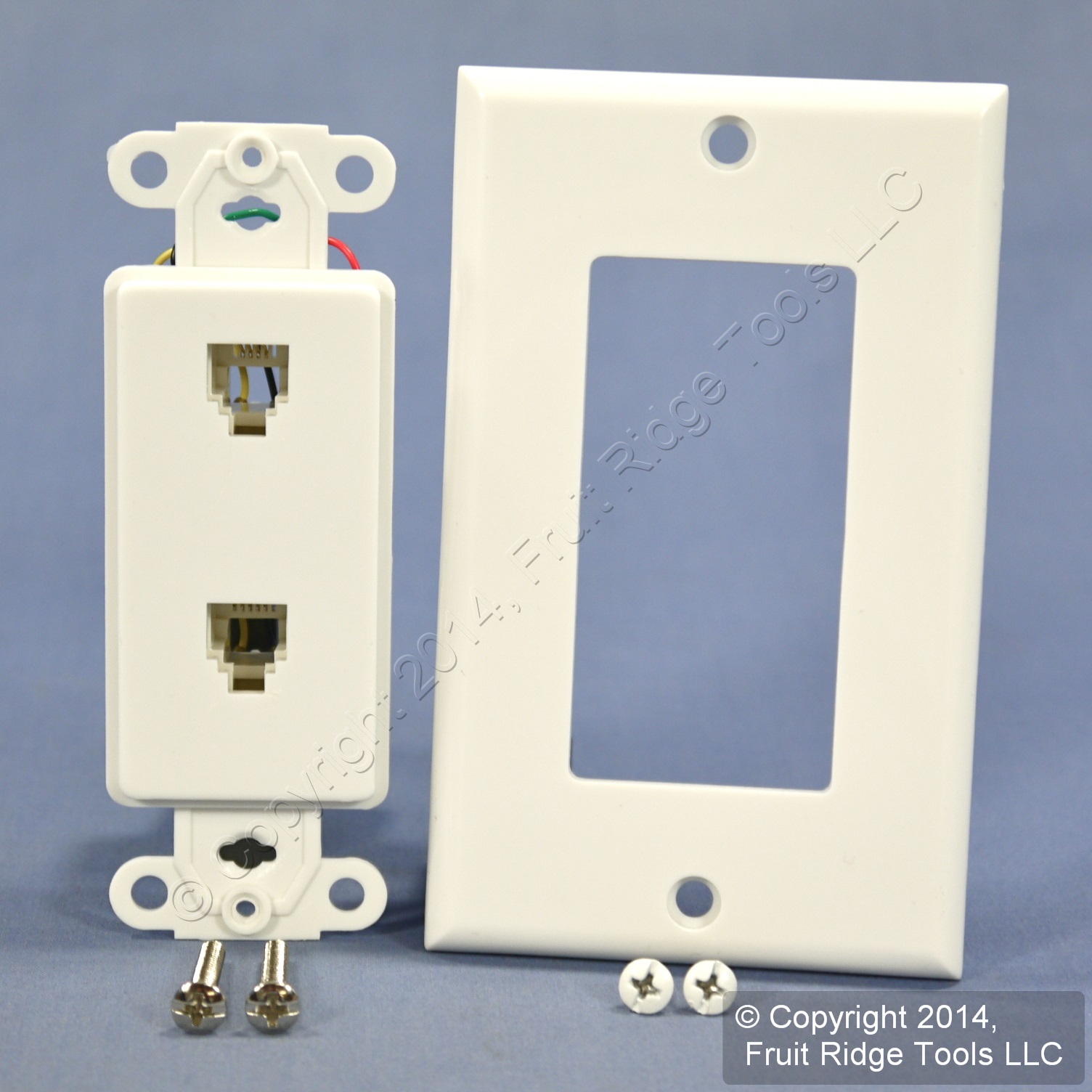 Leviton White Decora DUAL Telephone Wall Plate DUPLEX Phone Jack C2447
