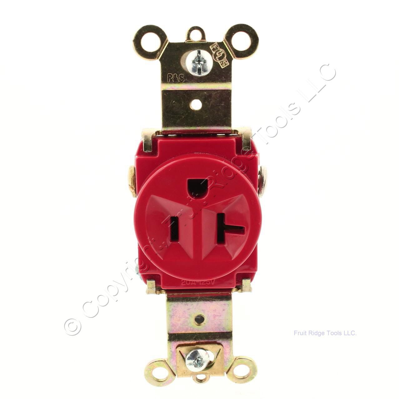 P&S Red HeavyDuty Grade Single Outlet Receptacle NEMA 520R 20A 125V
