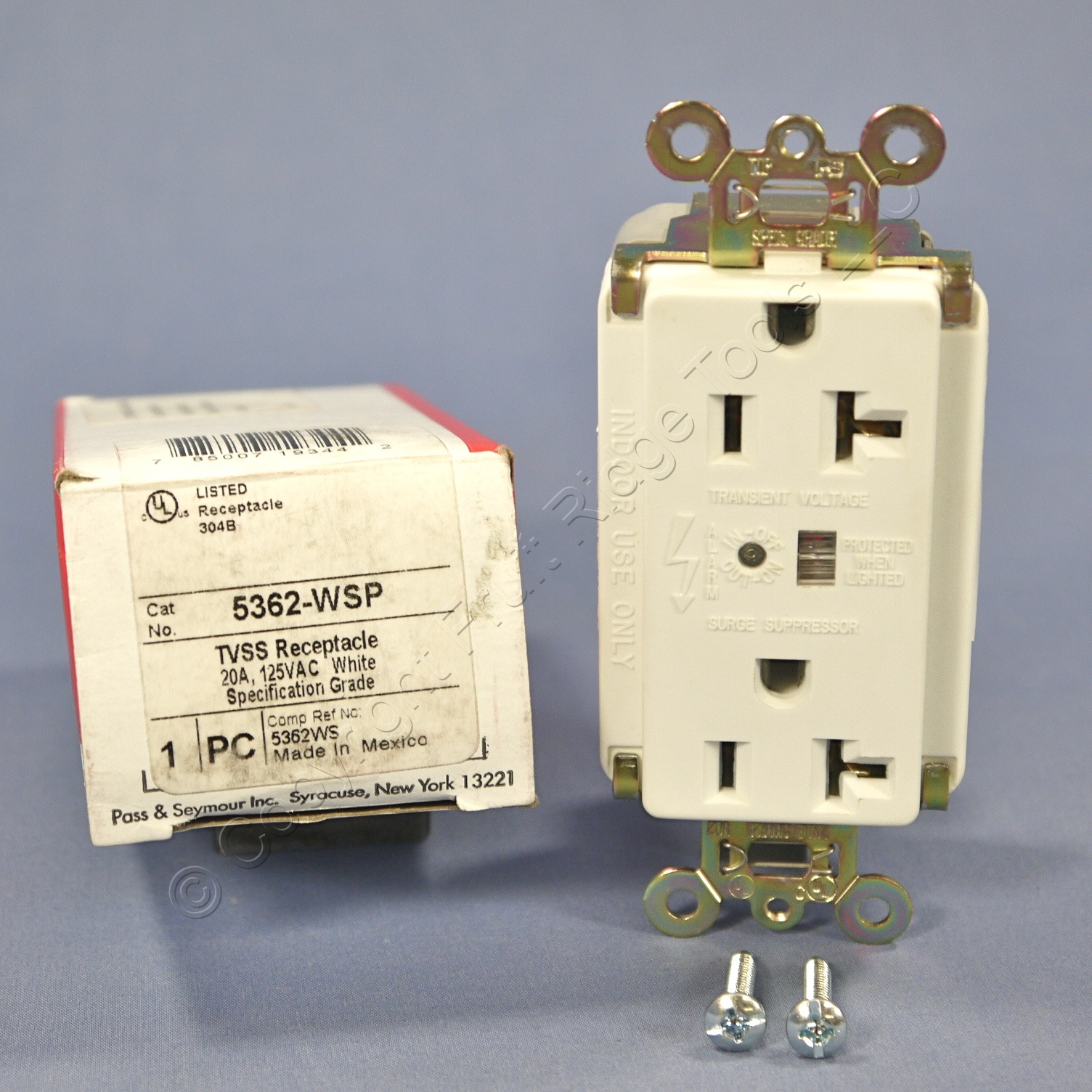 P&S 5362WSP White Decorator TVSS Surge Supressor Protective Outlet 20A