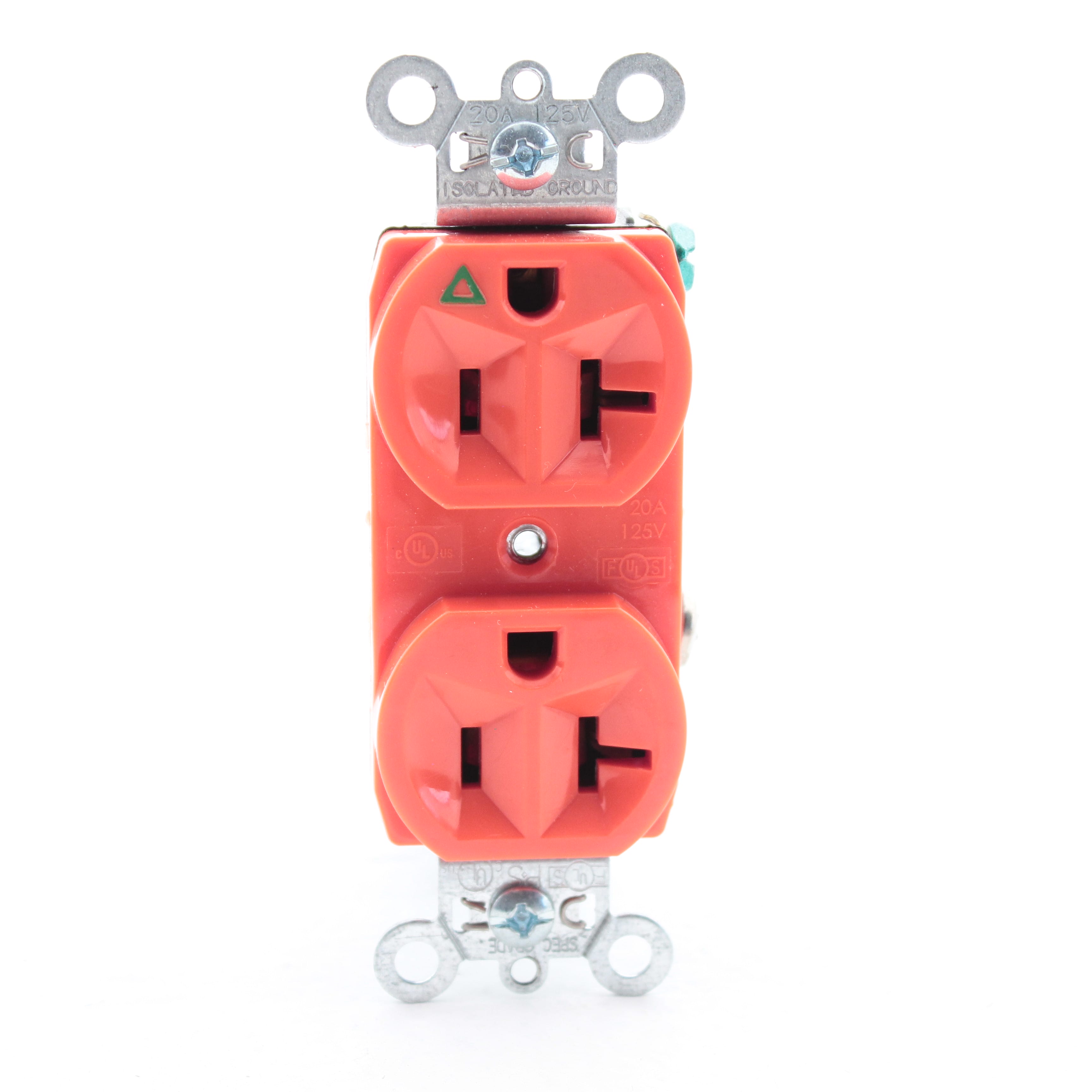 P&S Orange Isolated Ground Duplex Outlet Receptacle NEMA 520R 20A 125V IG5262 eBay