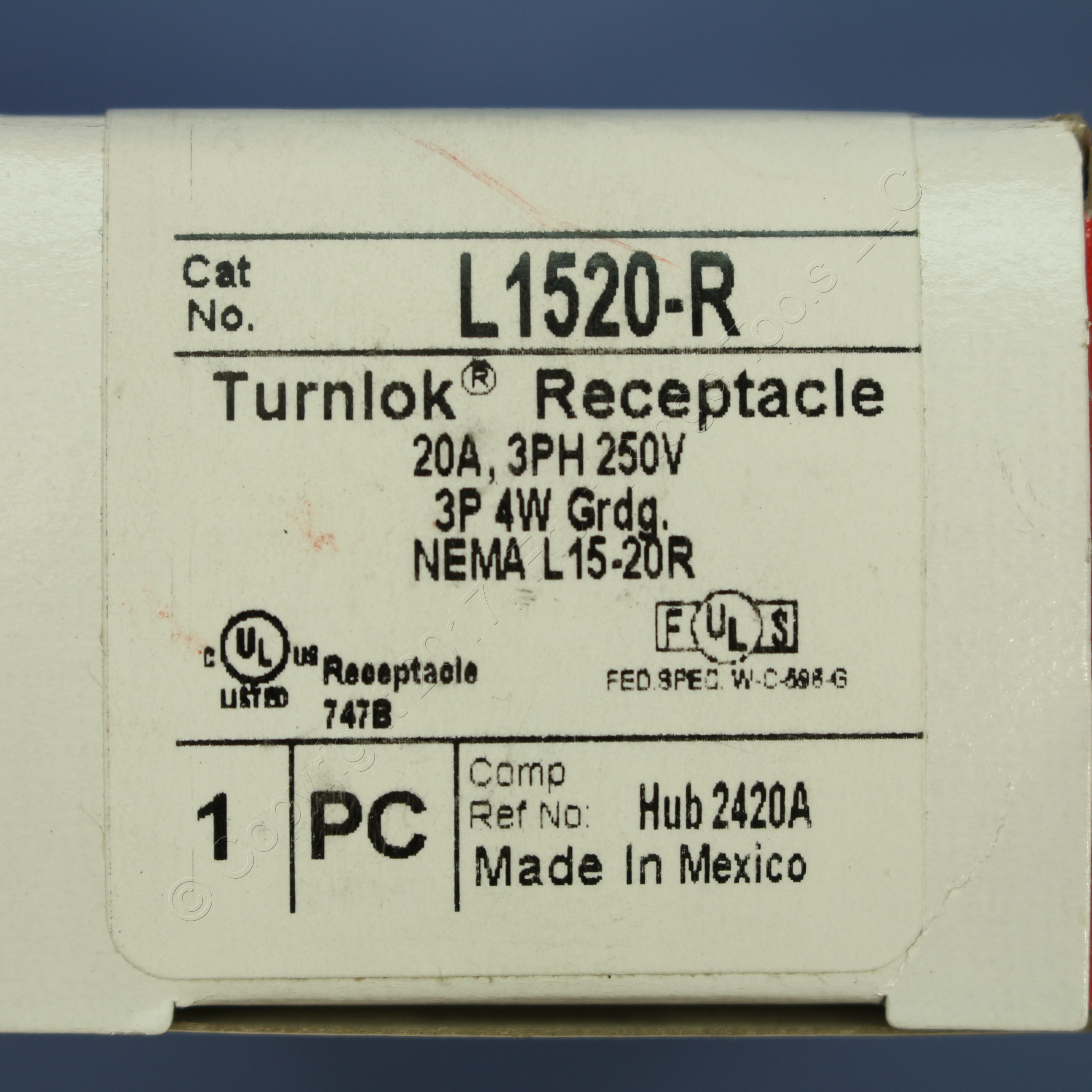 PS Locking Receptacle NEMA L1520R Twist Lock Outlet Turnlok 20A 250V 3