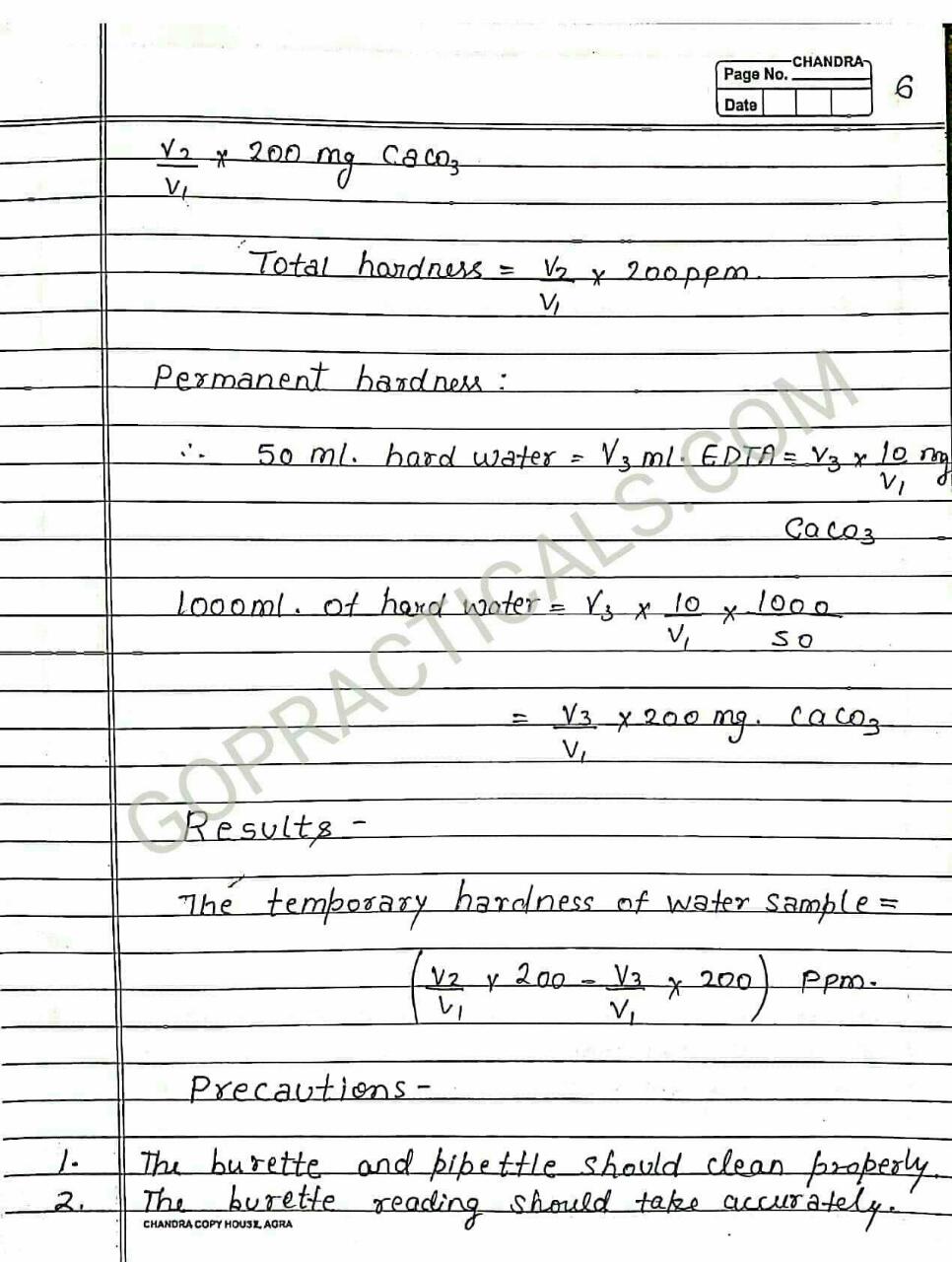 To Determine total hardness of Water sample in terms of Caco3 by EDTA