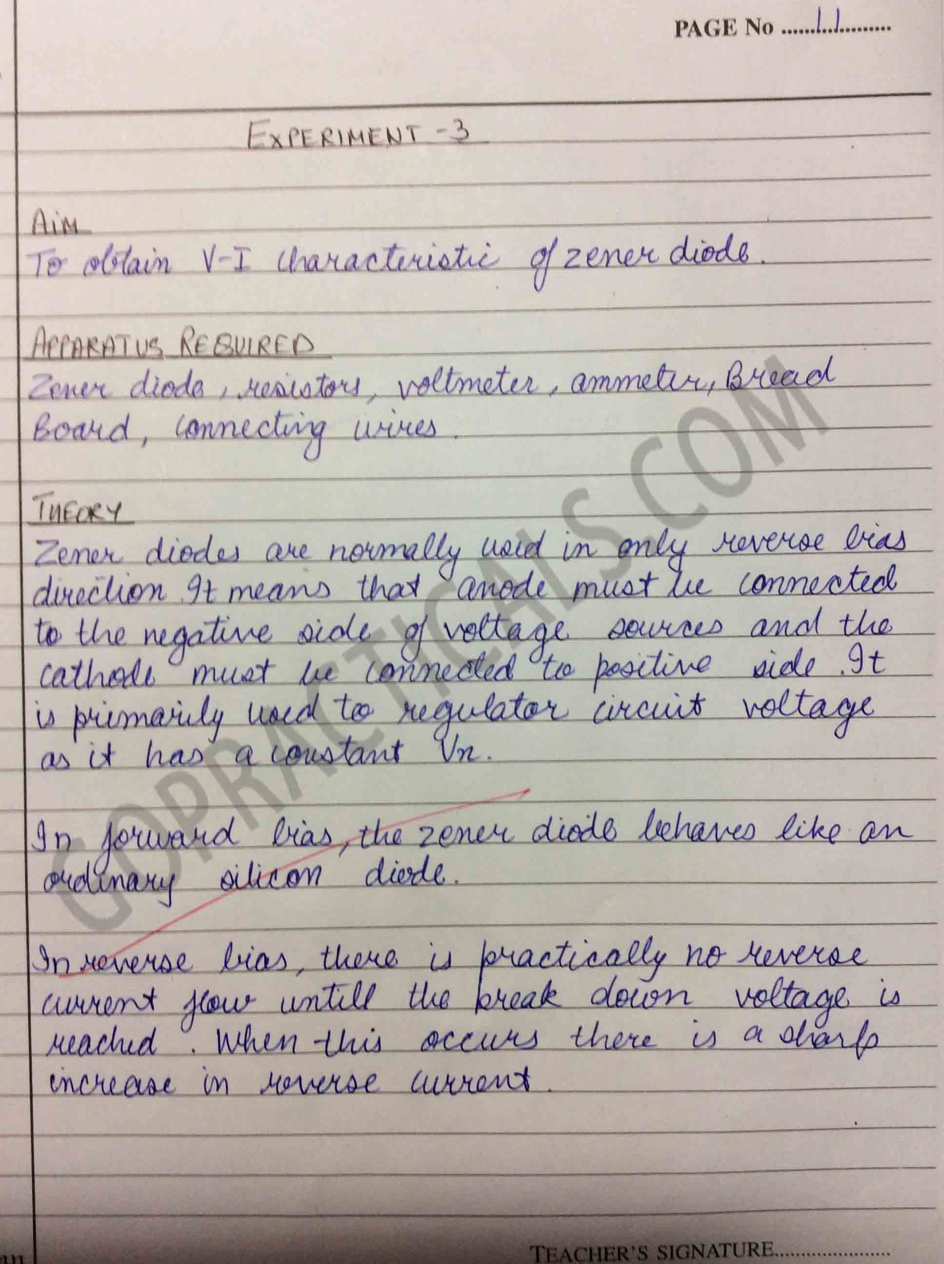 Zener Diode Characteristics
