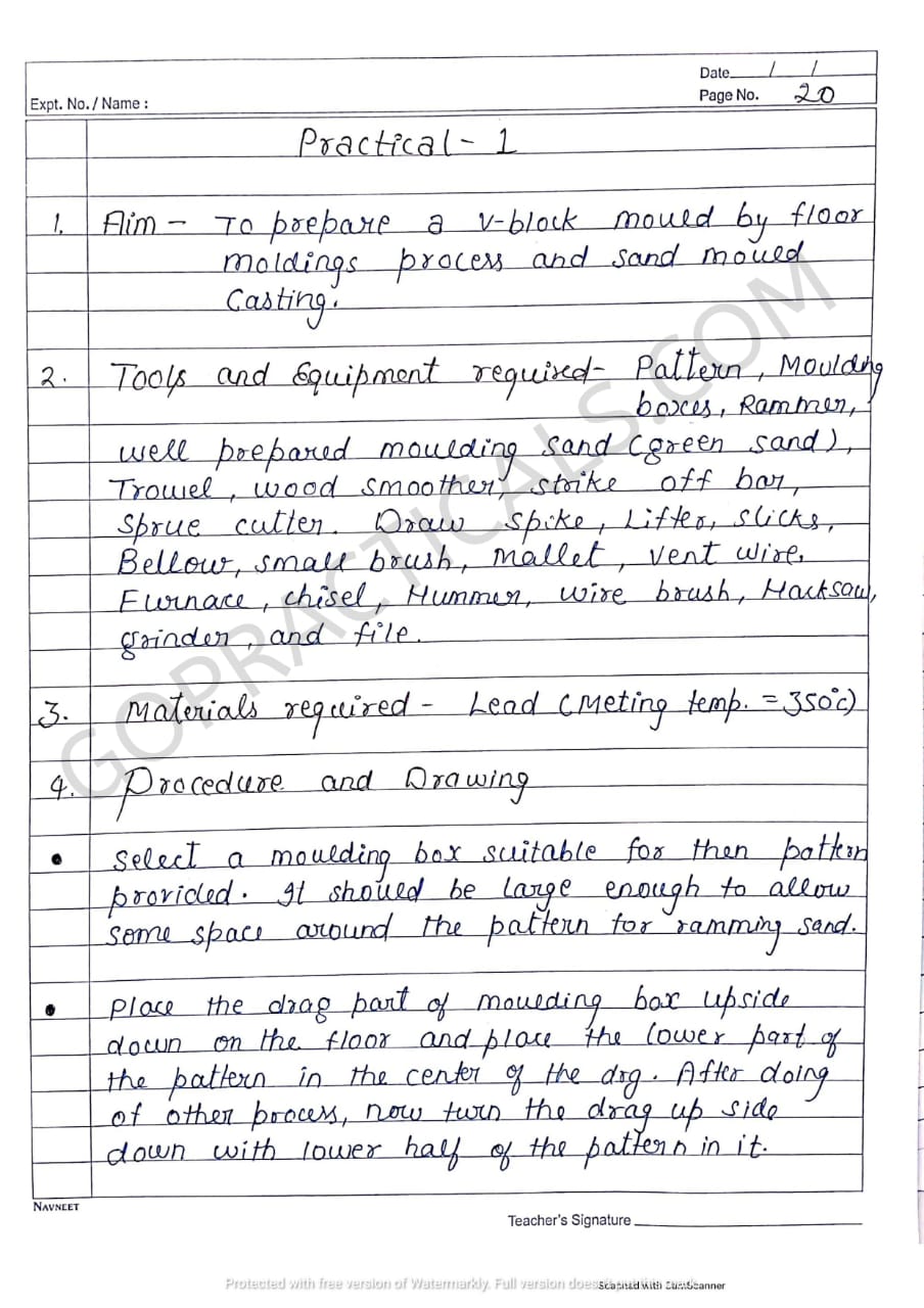 FOUNDRY SHOP Introduction, Tools and Precautions Practical