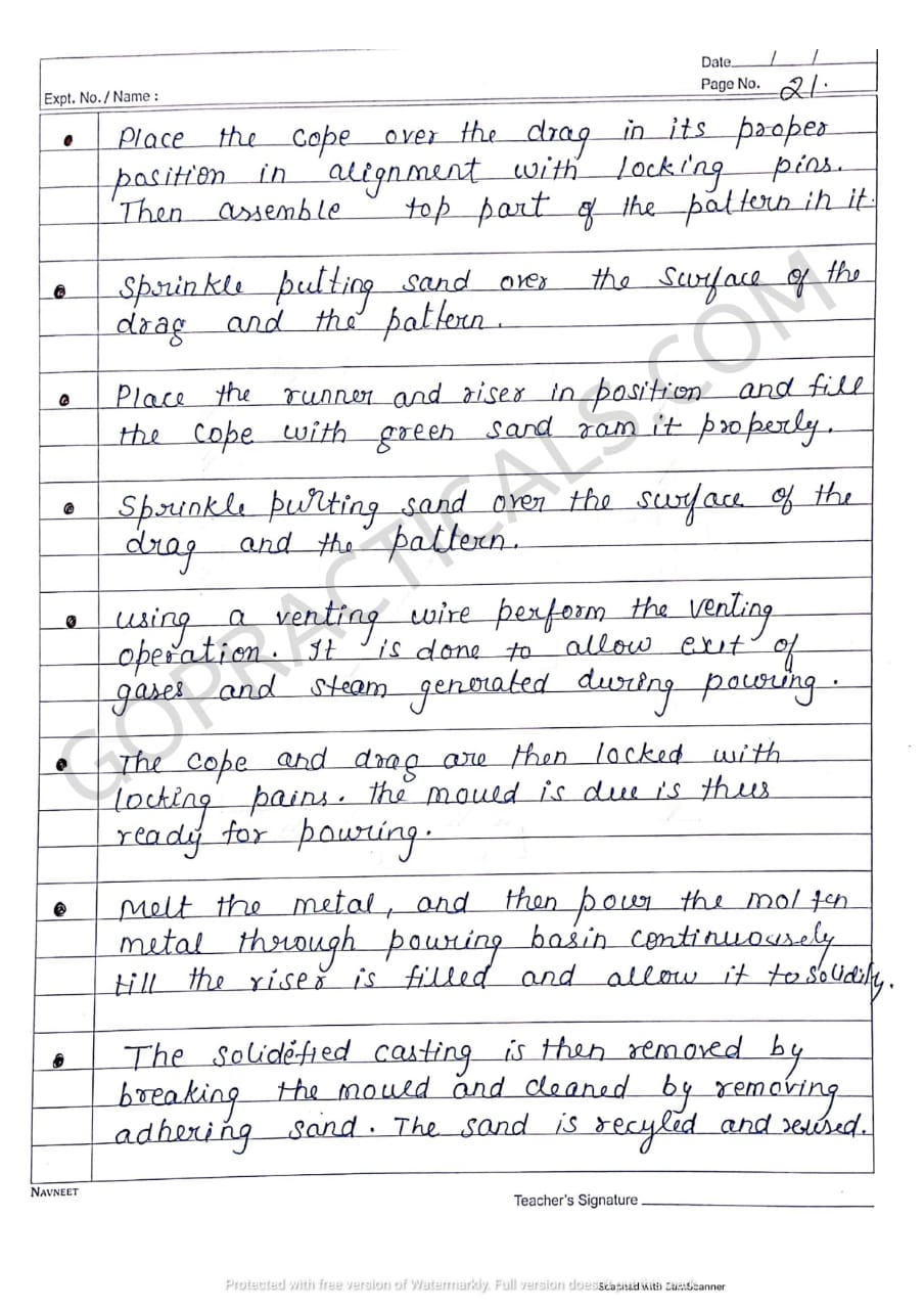 FOUNDRY SHOP Introduction, Tools and Precautions Practical