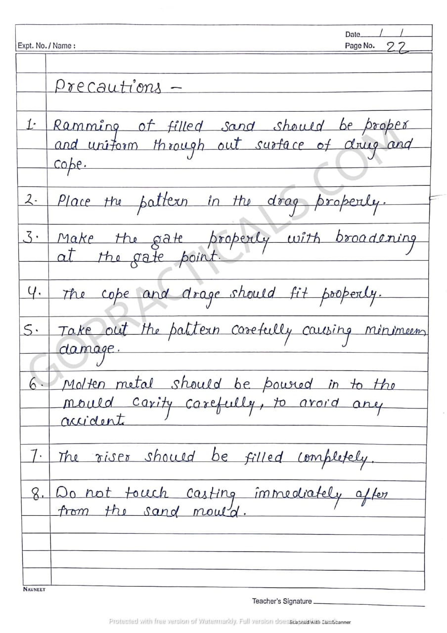 FOUNDRY SHOP Introduction, Tools and Precautions Practical