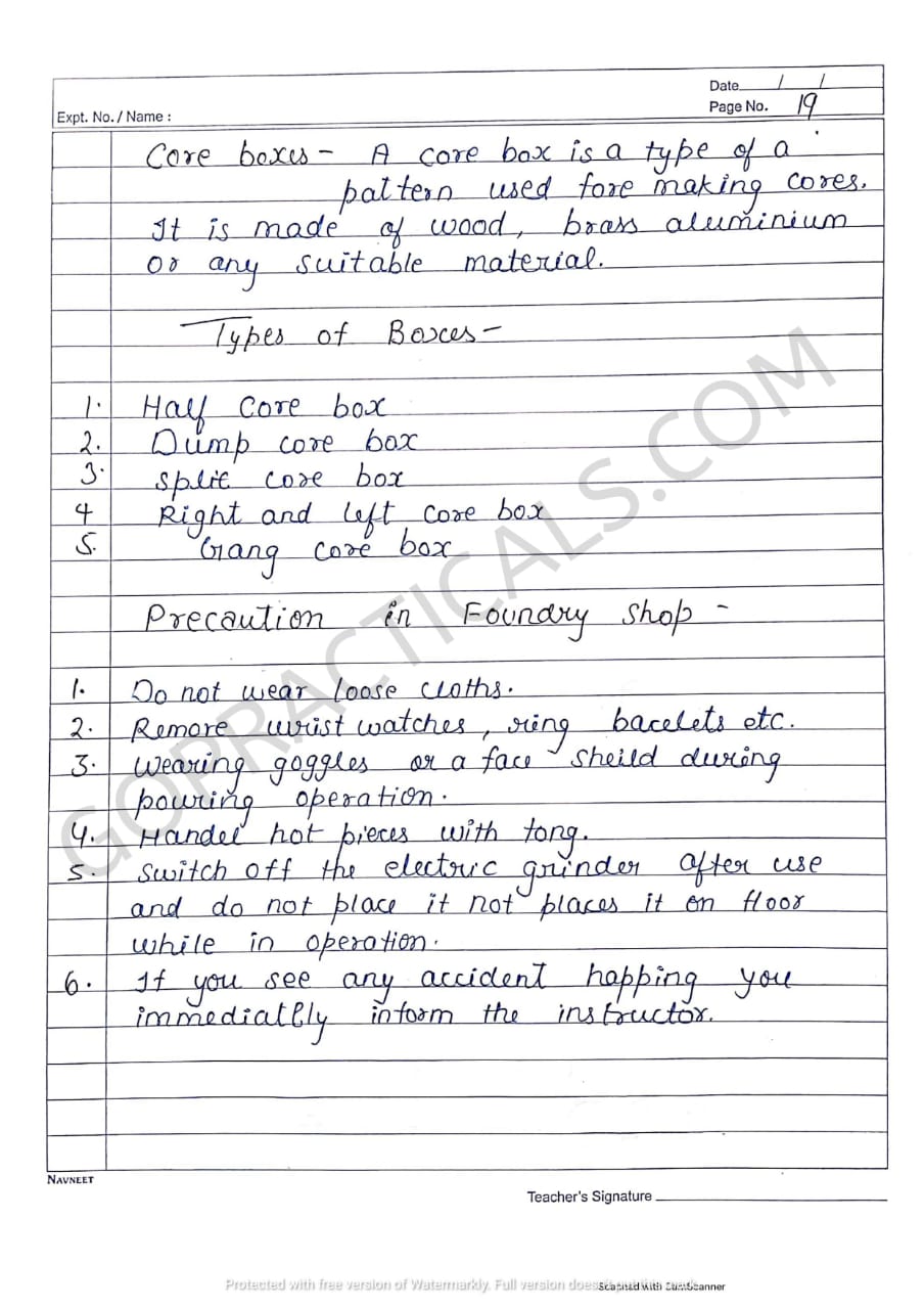 FOUNDRY SHOP Introduction, Tools and Precautions Practical