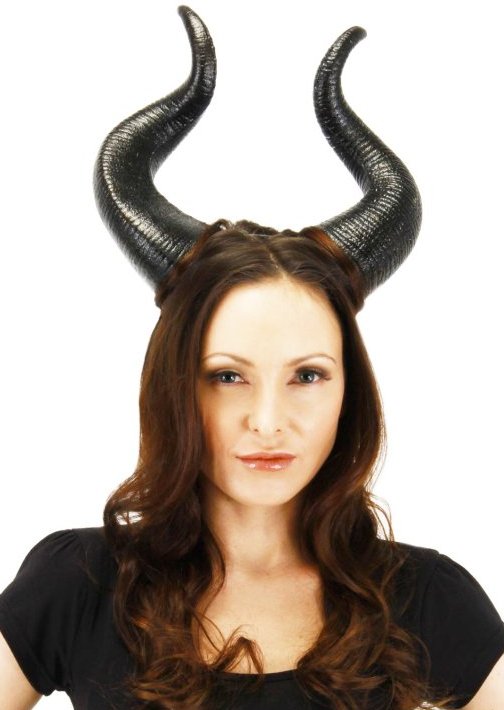 DELUXE MALEFICENT HORNS Black Hat Costume Angelina Jolie Devil Minotaur