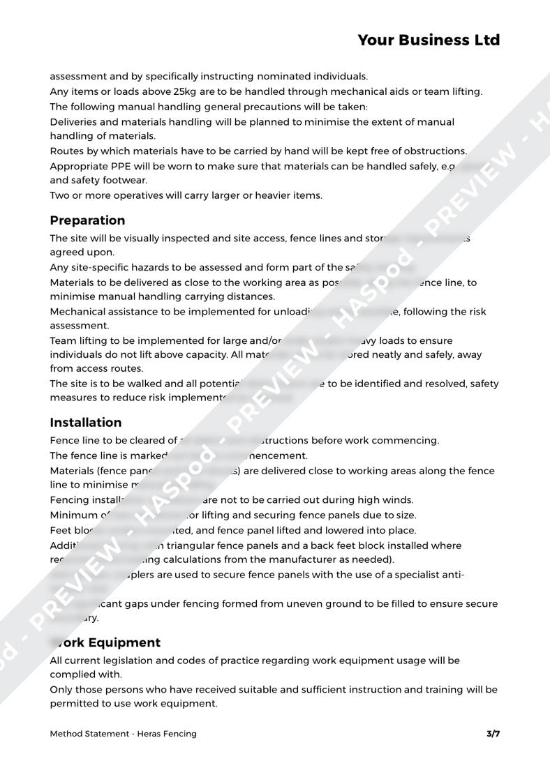 Heras Fencing Method Statement Template HASpod