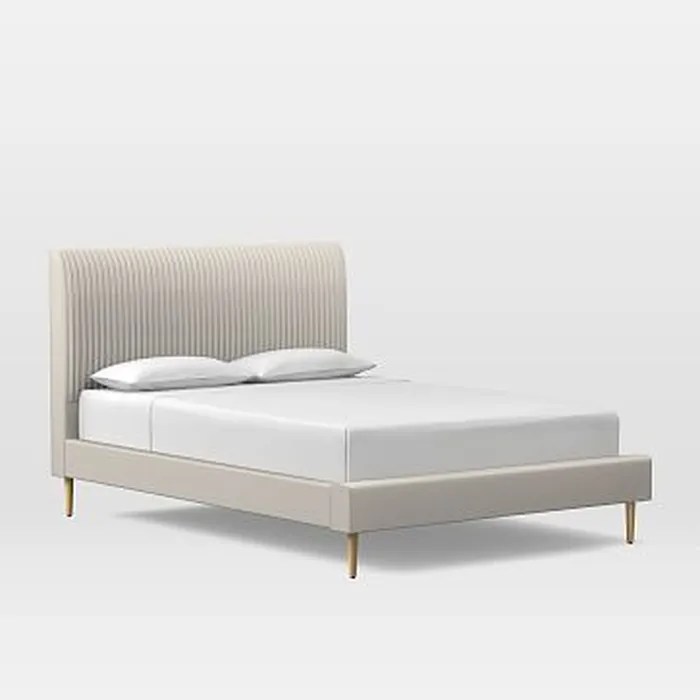 Roar And Rabbit Pleated Bed, Cal King, Distressed Velvet