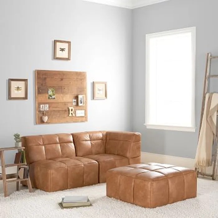 Baldwin Sectional Set, Vegan Leather Caramel, UPS Pottery Barn Teen