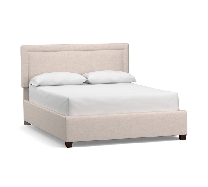 Elliot Square Upholstered Bed, California King, Performance Heathered