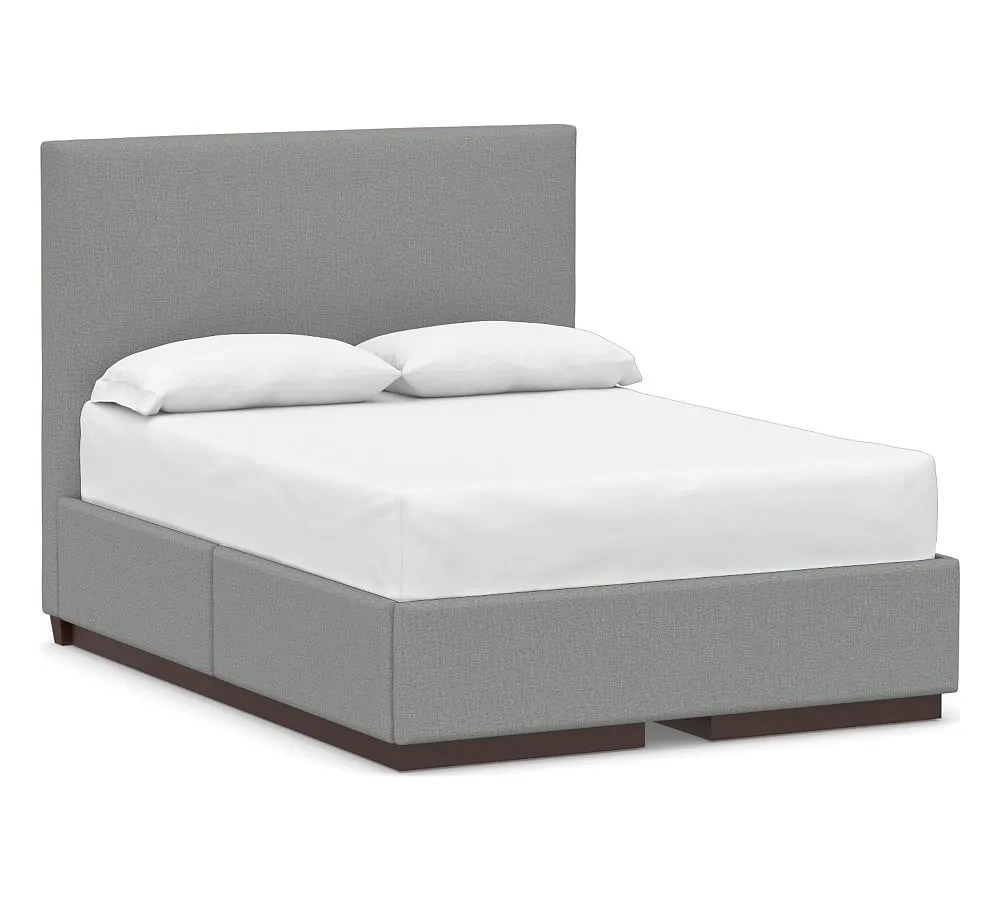 Raleigh Square Upholstered Tall Headboard and Side Storage Platform Bed