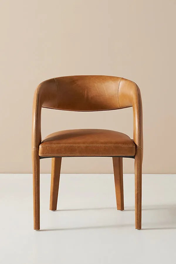 Leather Hagen Dining Chair By Anthropologie in Brown Anthropologie