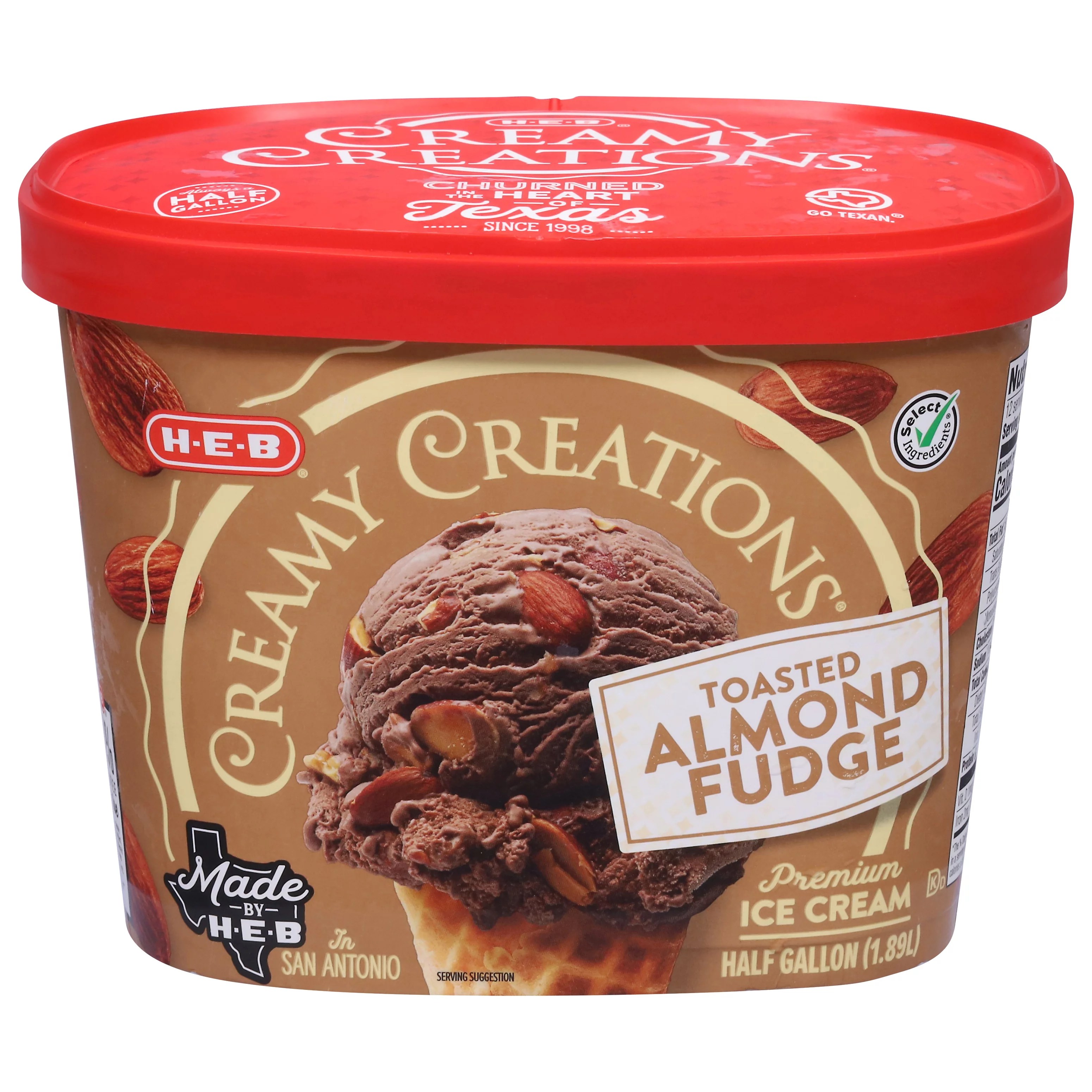 HEB Select Ingredients Creamy Creations Toasted Almond Fudge Ice Cream Shop Ice Cream