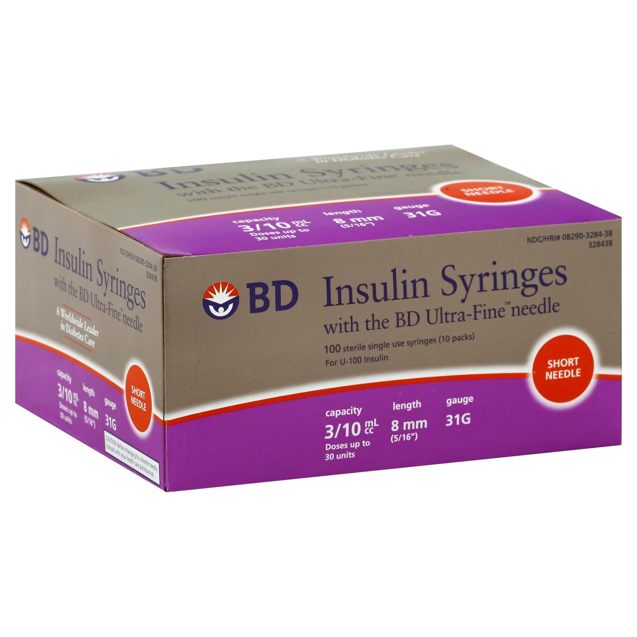 BD UltraFine II Insulin Syringes Short Needle 31 Gauge