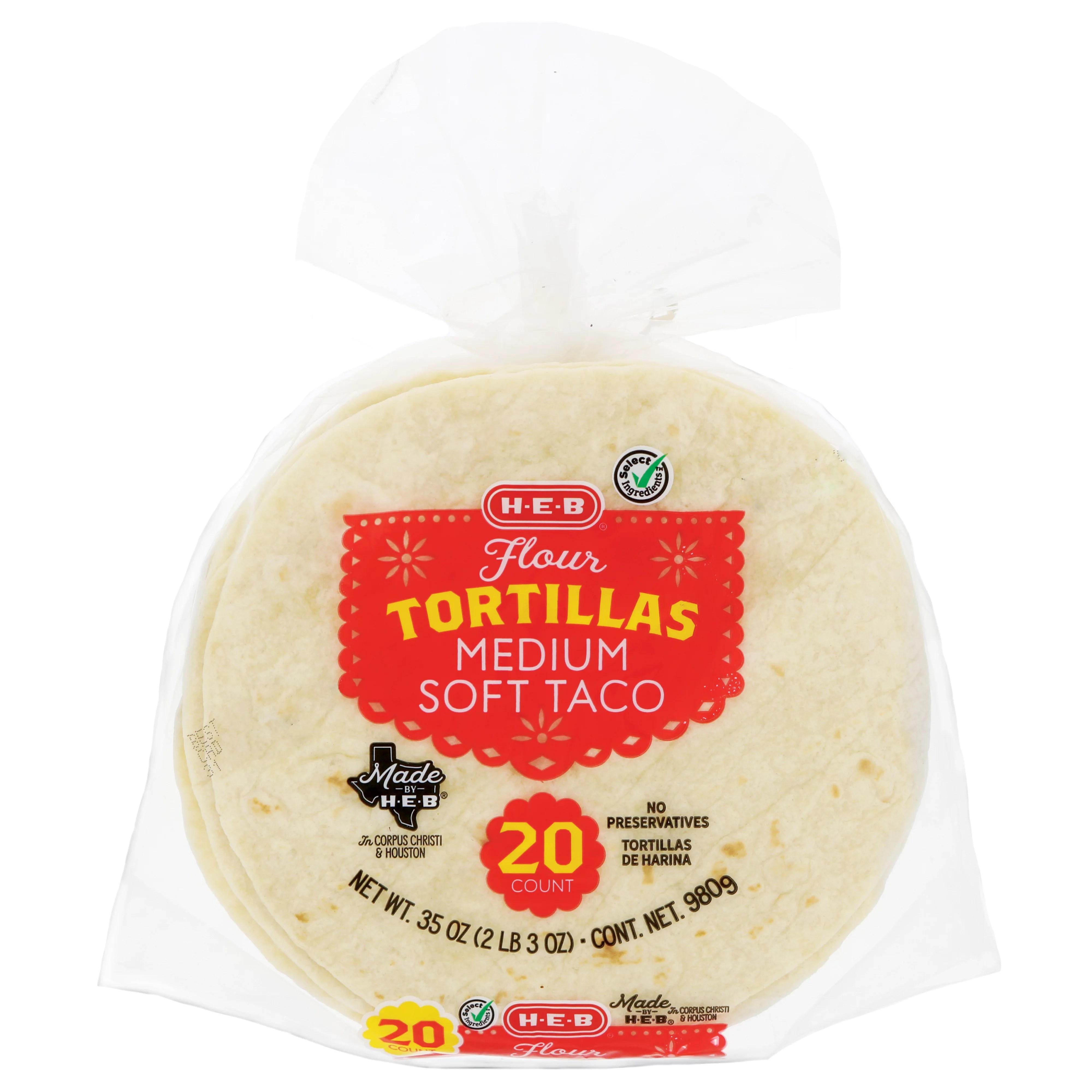HEB Select Ingredients Medium Soft Taco Flour Tortillas Shop